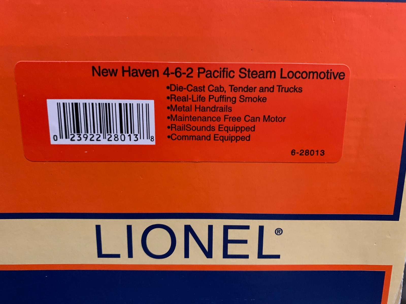 LIONEL 6-28013, NEW HAVEN 4-6-2 PACIFIC STEAM LOCOMOTIVE #1334, OB (1999)