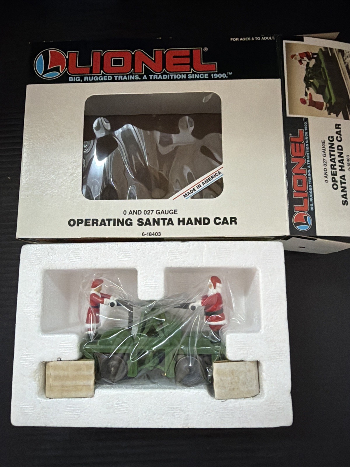 Lionel 6-18403 O Gauge Operating Santa Hand Car – Green New Old Stock