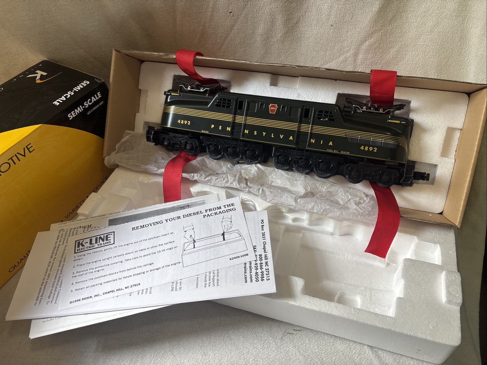 K-Line K2780-4892 O Gauge KCC Exclusive PRR GG-1 Locomotive #4892