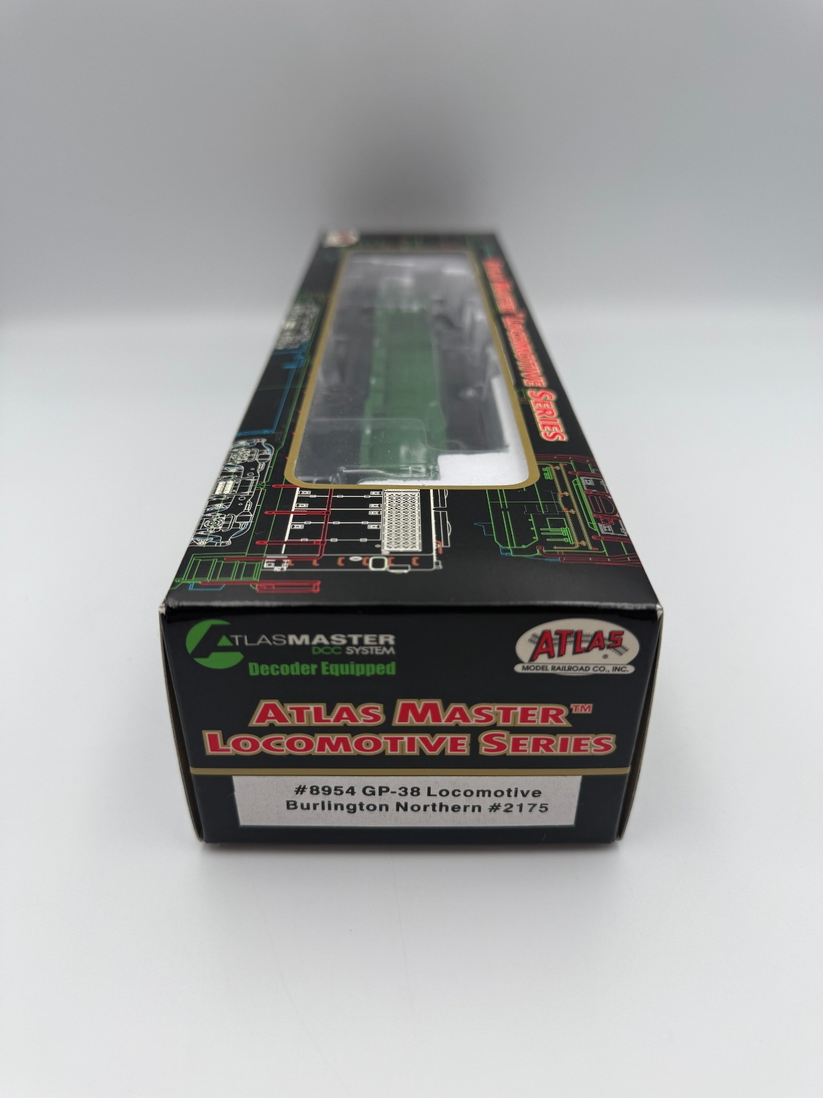 HO Atlas Classic 8954 GP38 Burlington Northern #2175. DC/DCC Decoder. TRO. IOB.