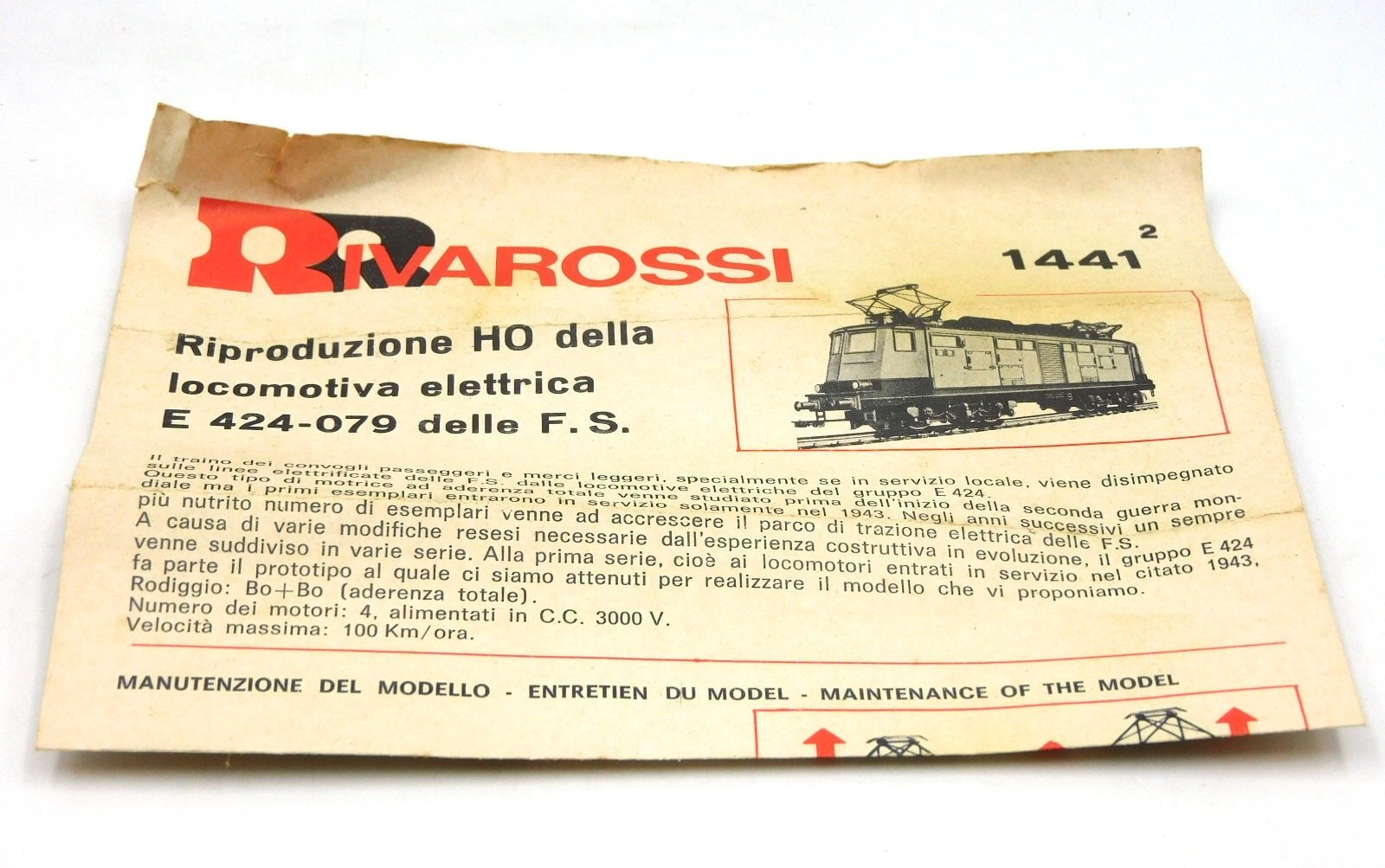 Rivarossi Locomotive E424-079 Of The F.S. Train 1:87 H0 Ref. 1441 FS Italy