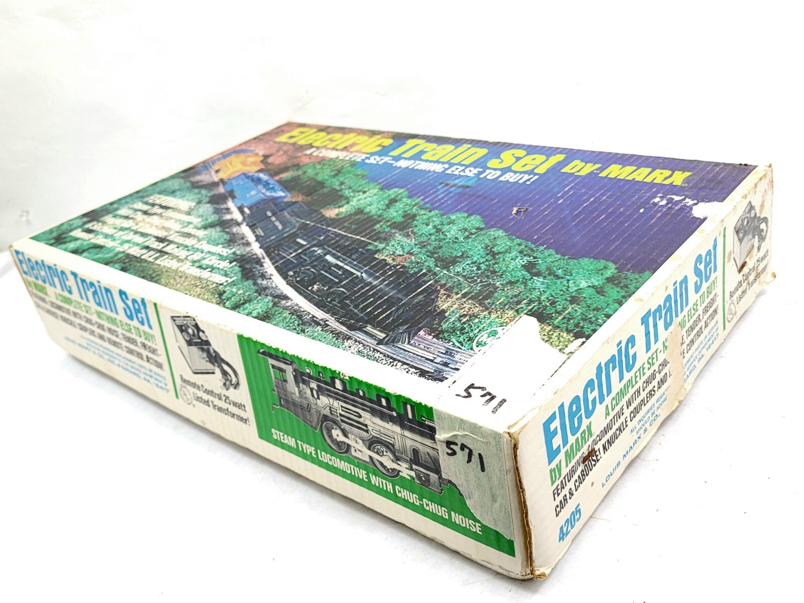 MARX 4205 Electric Set Locomotive 490 Tender 715100 Gondola, Caboose O Ga w/Box