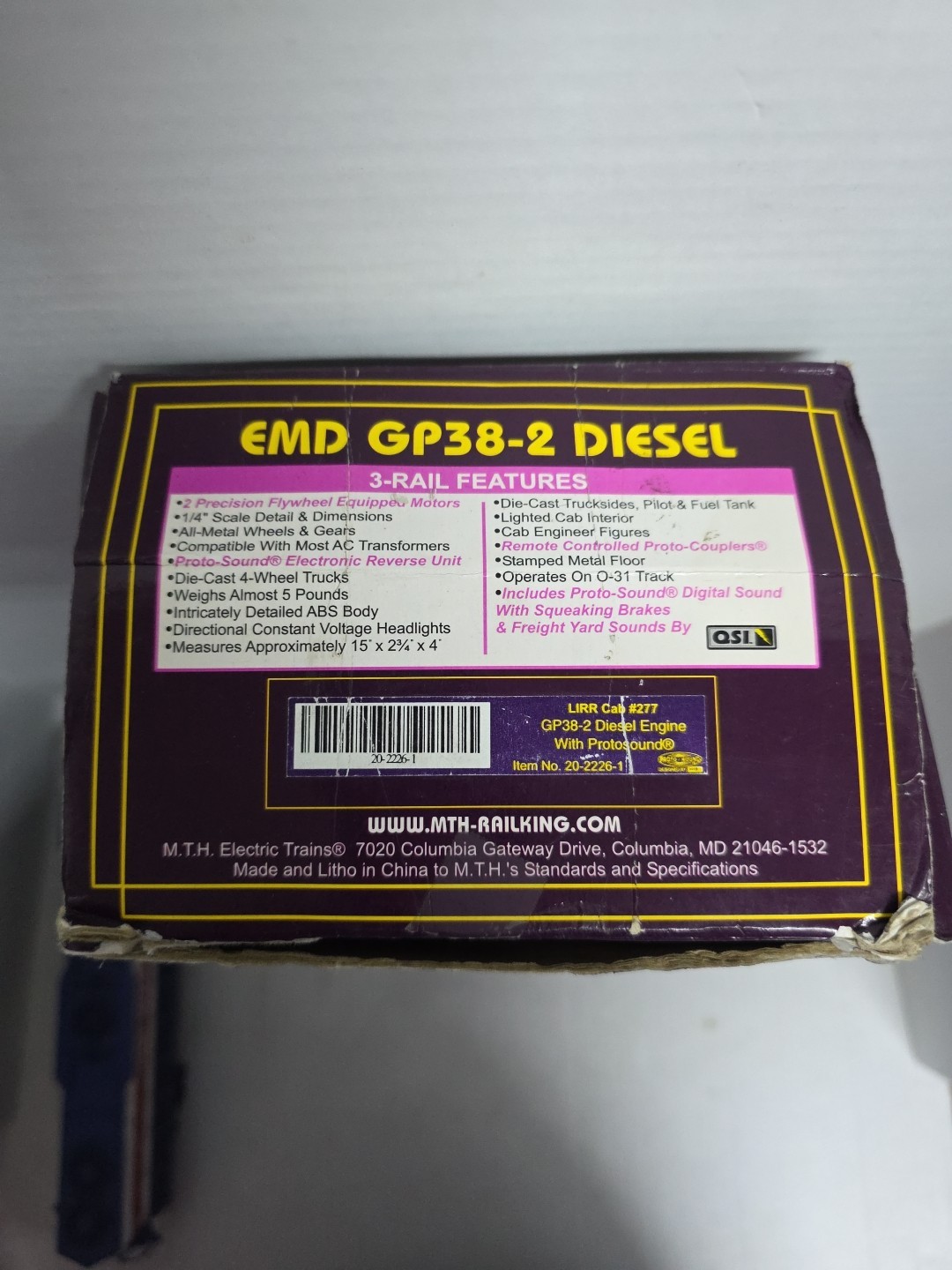 MTH Premier 20-2226-1 Long Island RR #269 GP38-2 Diesel Engine Not Tested (A5)