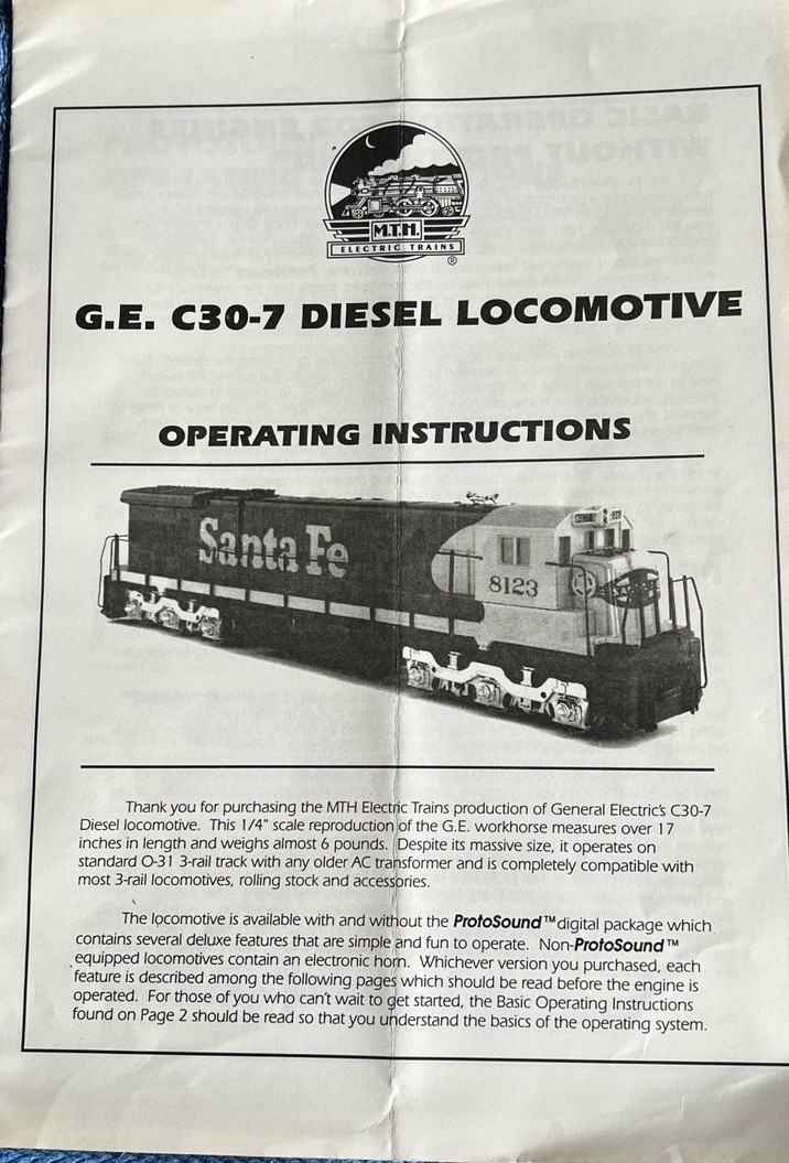 MTH O Gauge Union Pacific 2460 General Electric C30-7 Diesel Engine Mint Cond.