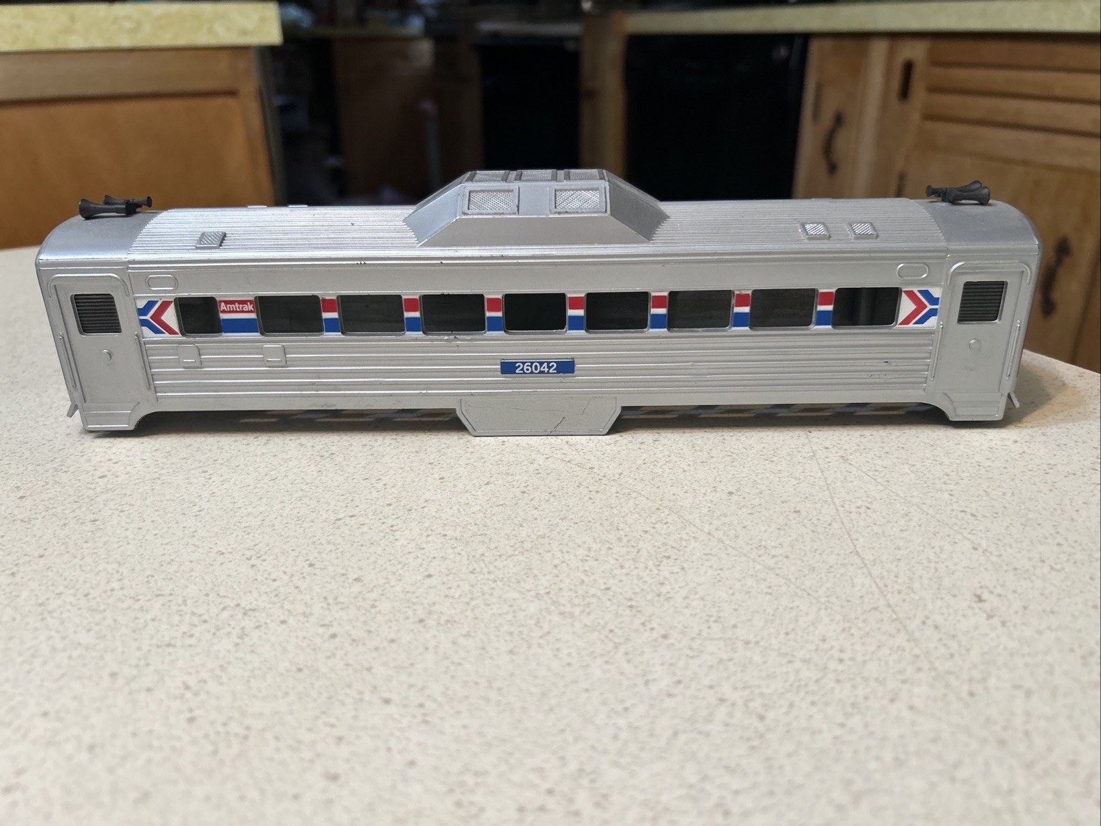 K Line Amtrak RDC # 26042 Silver Red White Blue O 27 Plastic Body Only Nice