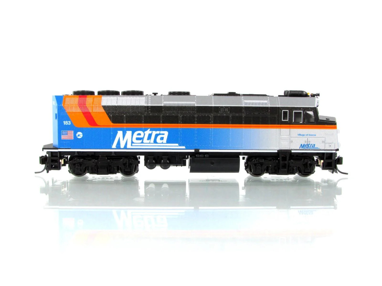 N Scale **CHICAGO METRA* F40PH *Village Of Itasca* #183 – Kato 176-9108 *DCC Rdy