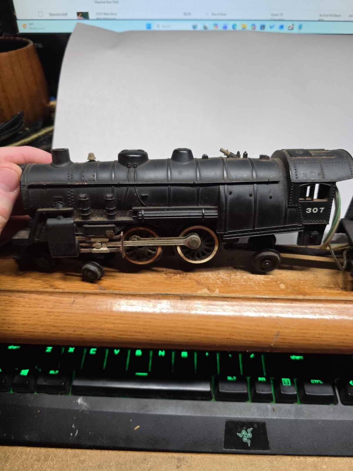 Vintage American Flyer 307 4-4-2 Locomotive w/Reading Lines Tender Untested