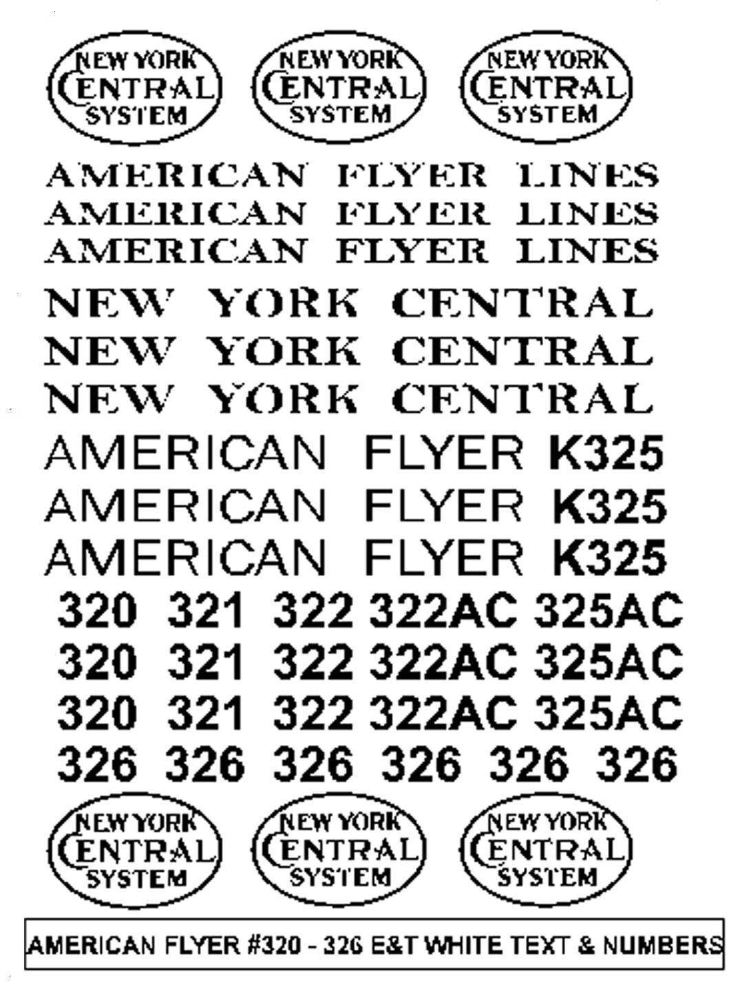 AMERICAN FLYER 4-6-4 HUDSON “WHITE” Decal Set Plus