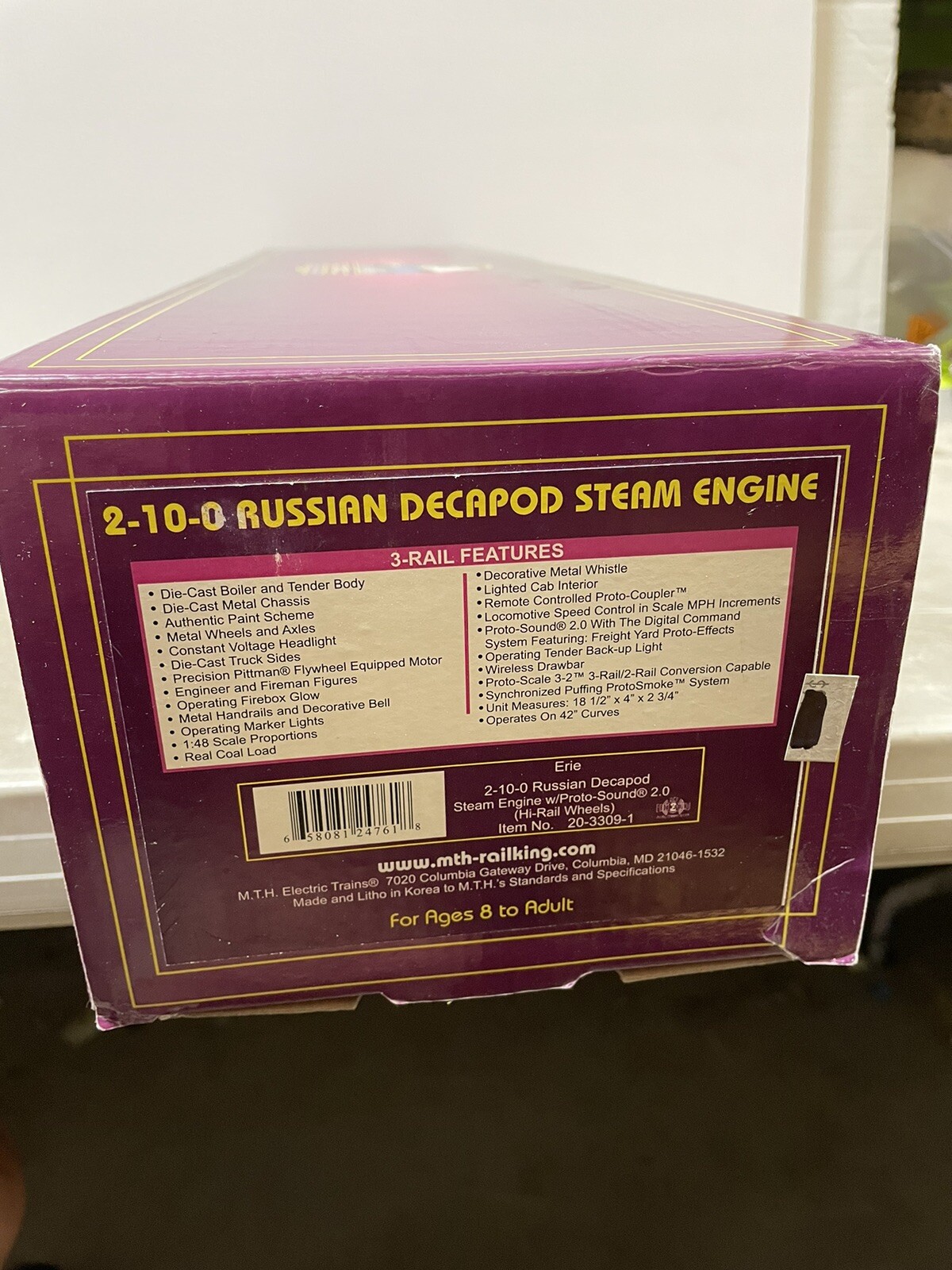 Mth Erie 2-10-0 Russian Decapod Steam #2428 Engine w/ Proto 20-3309-1