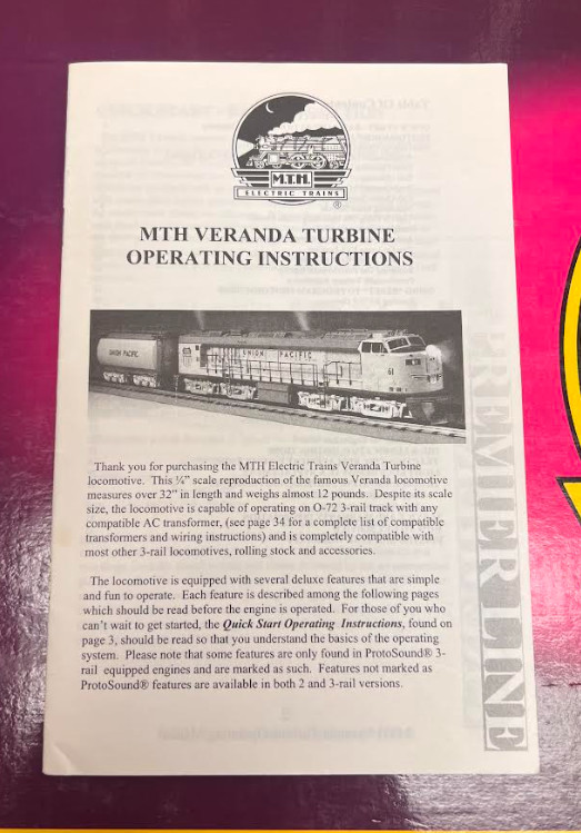 MTH O Scale Premier Union Pacific Veranda Turbine PS.1 20-2185-1 LNIB
