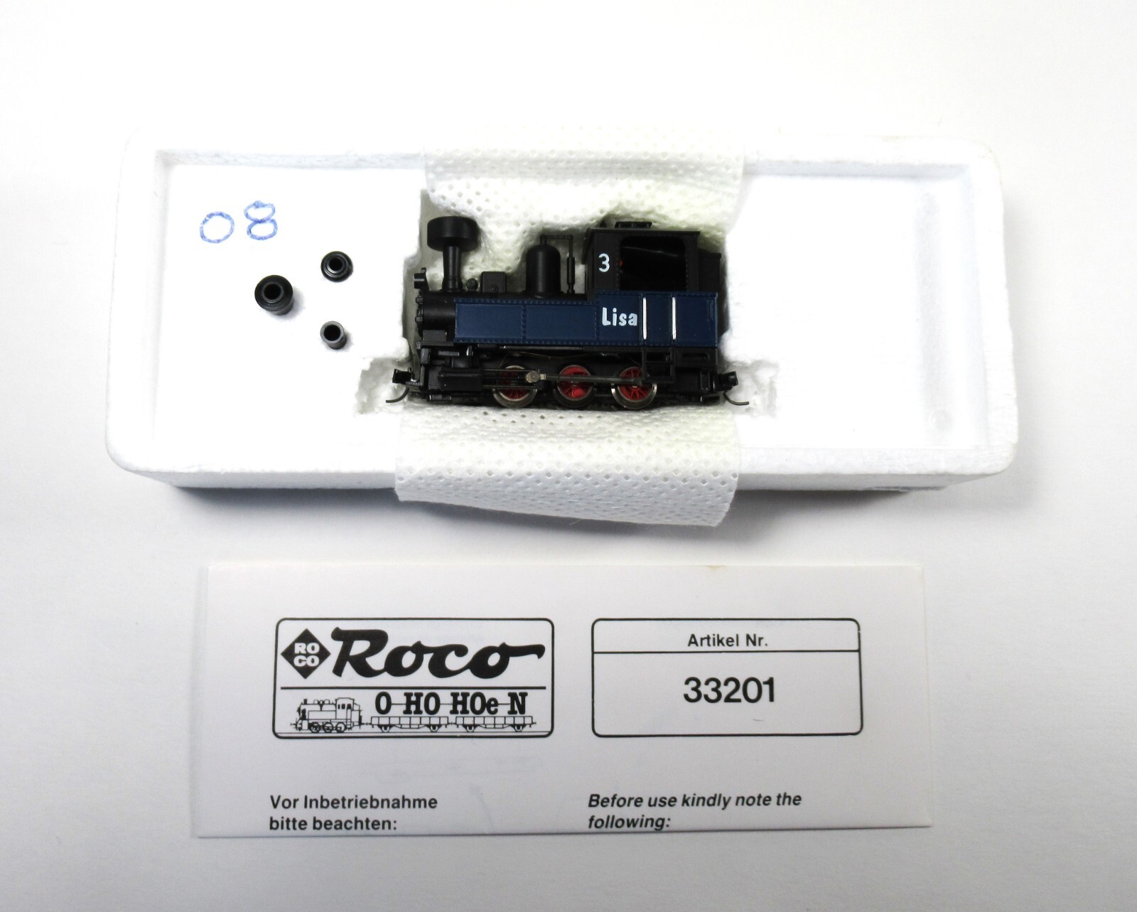 Roco 0-6-0 Steam Locomotive Black & Blue HOn30, HOe, 009 33201 New!