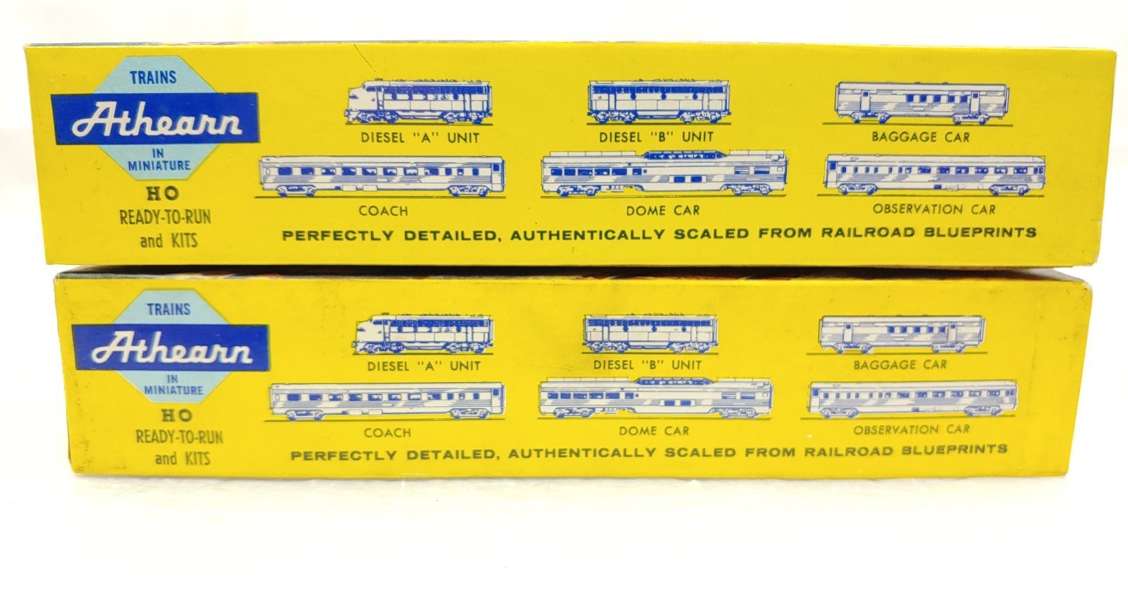 2 Rare Athearn HO Yellow Box 1955 GP-9 CB&Q AA Diesel Locomotive Engine No run