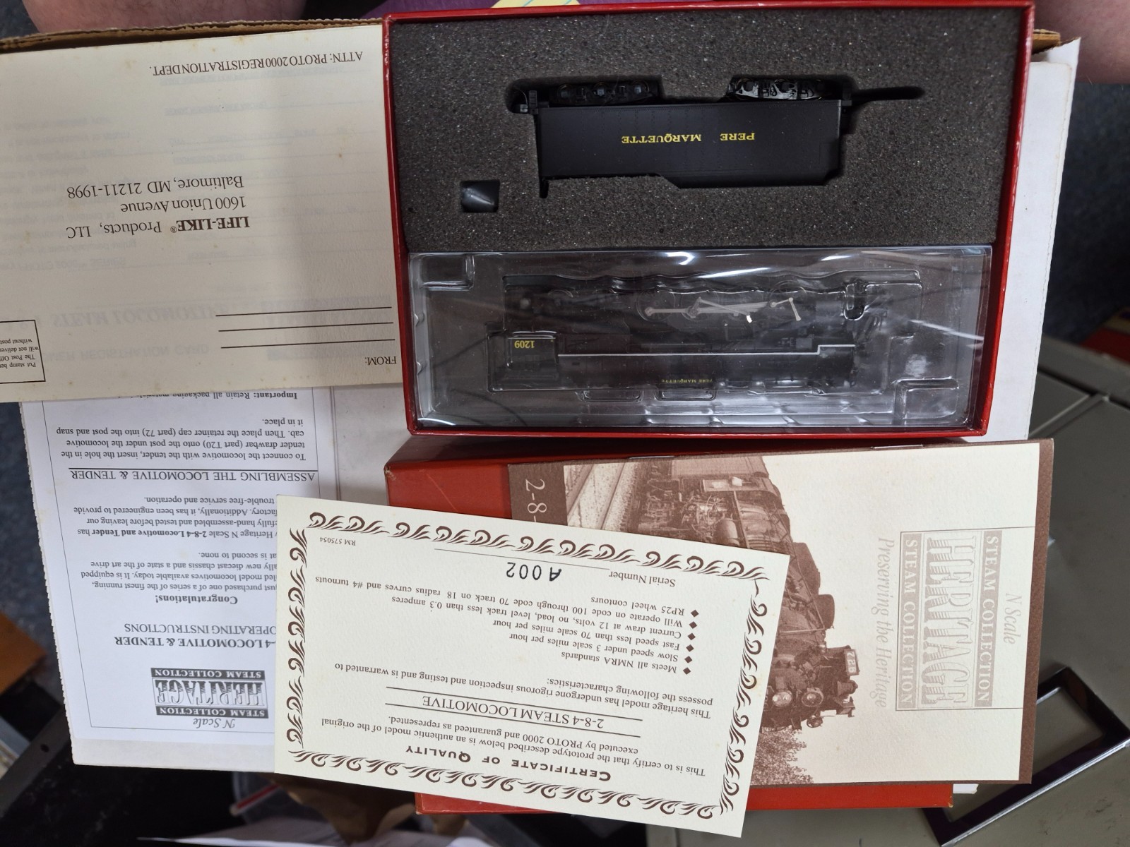 LIFE LIKE HERITAGE 920-7468 N SCALE PERE MARQUETTE 2-8-4 BERKSHIRE RD# 1209