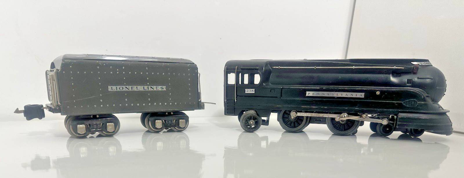 Lionel Prewar O Tinplate Black PRR 238 Torpedo Steam Locomotive 265W Tender SS