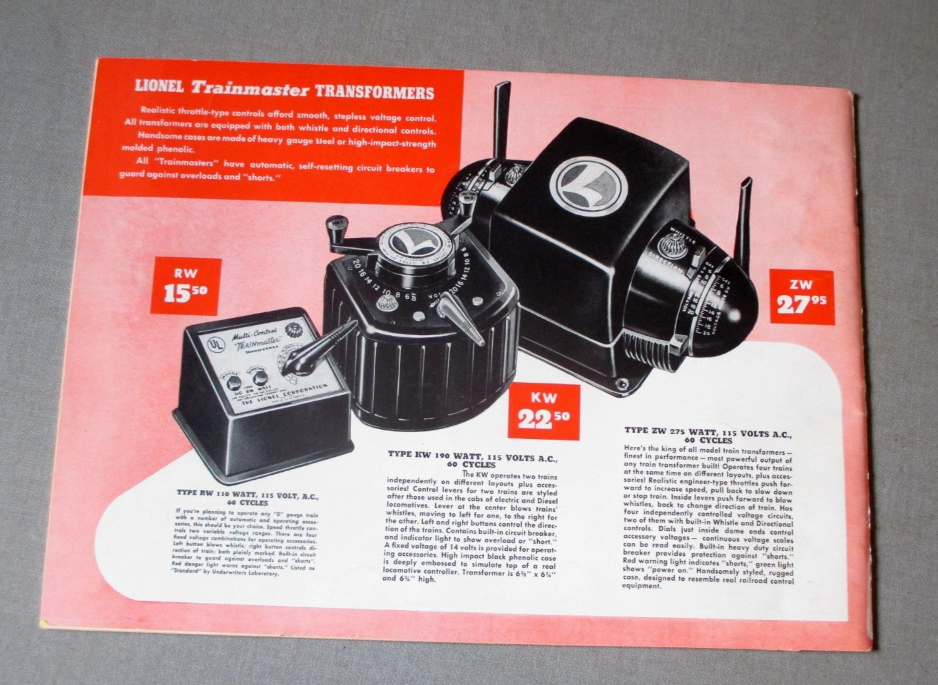 1952- LIONEL TRAINS- DEALER ADVANCE SALES NEW MODELS CATALOG- EXC- O- GAUGE LOCO
