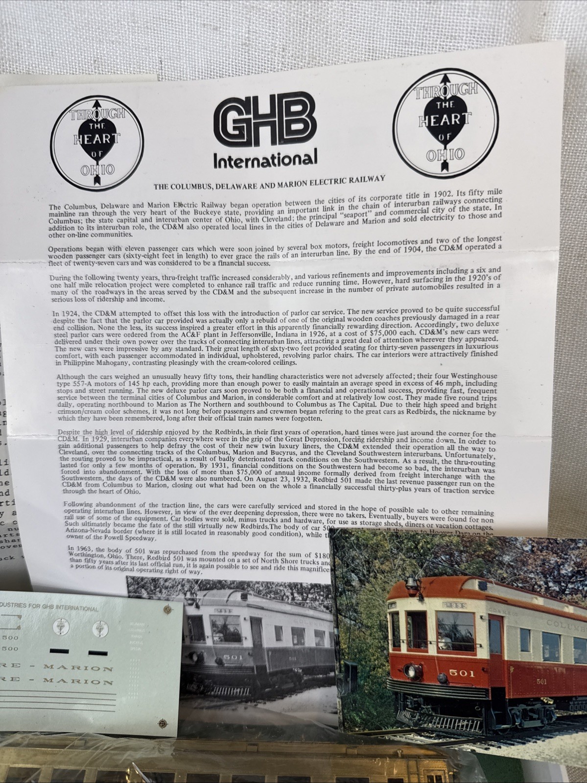 GHB International, Brass, Ho, Columbus, Delaware And Marion , Redbird, #500