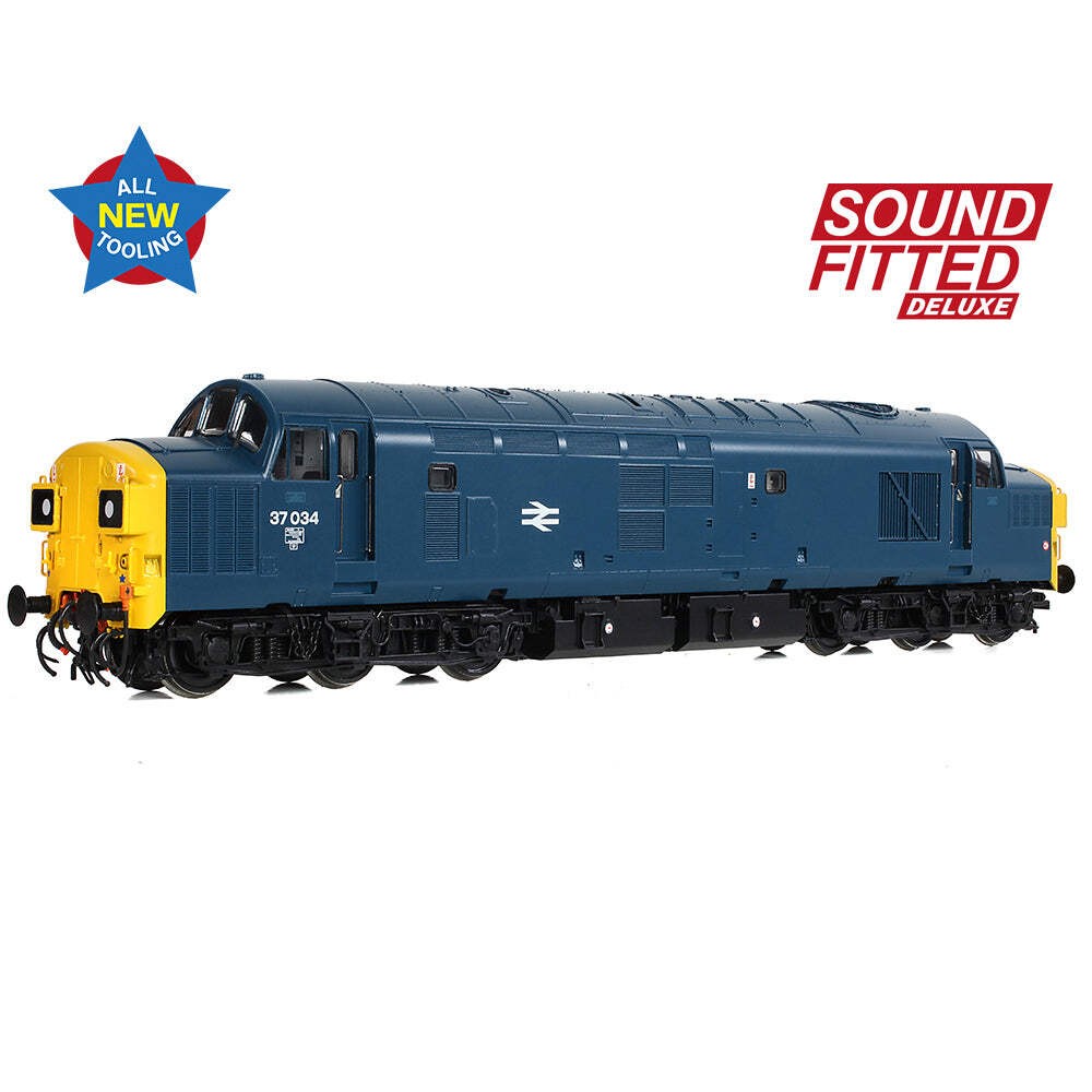 Bachmann 35-301SFX OO Gauge Class 37/0 Split H/C 37034 BR Blue DCC SOUND DELUXE
