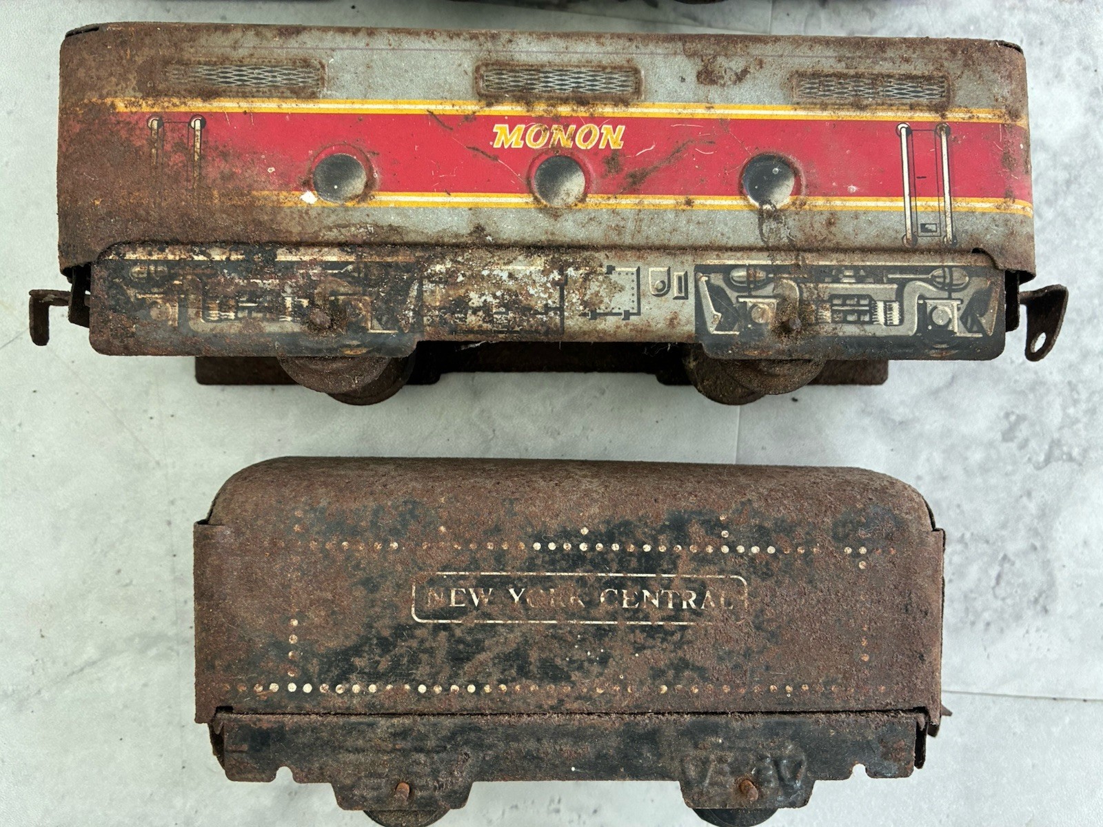 Marx Electric Tin Litho Locomotives O Gauge Train Lot of 4 – Monon, NY Central