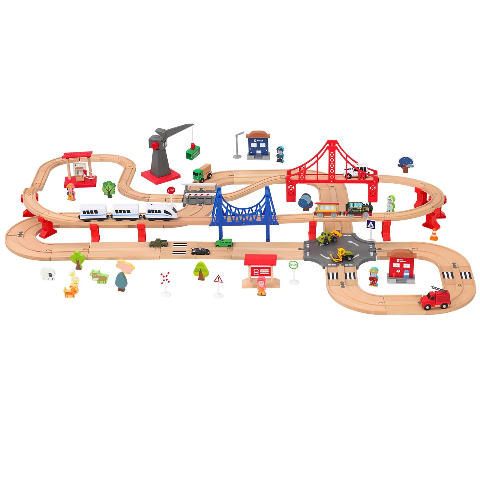 Battery Operated Locomotive Train for Wooden Tracks, O Gauge, Black & Red