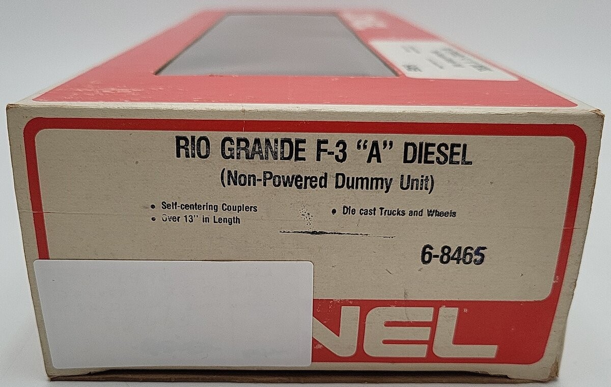 Lionel 6-8465 O Gauge Rio Grande F3A Dummy Diesel Locomotive EX/Box
