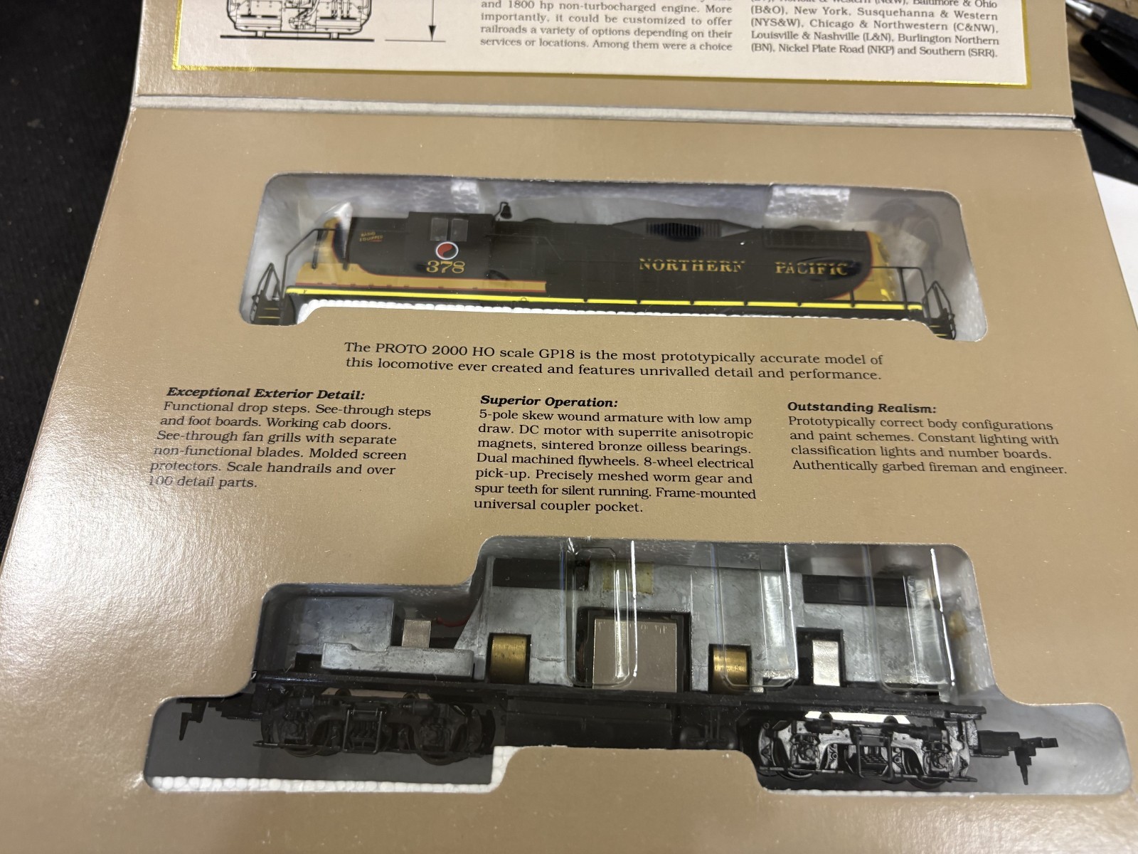 DCAS-HO Proto 2000 Northern Pacific GP18 Locomotive 378 Looks NOS MINT
