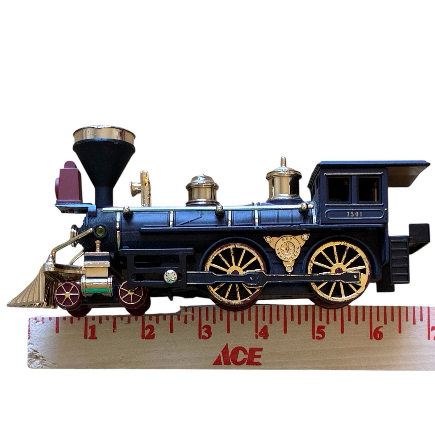 Vintage SS 7501 Superior Western Steam Locomotive Engine Toy Royal Blue, Gold