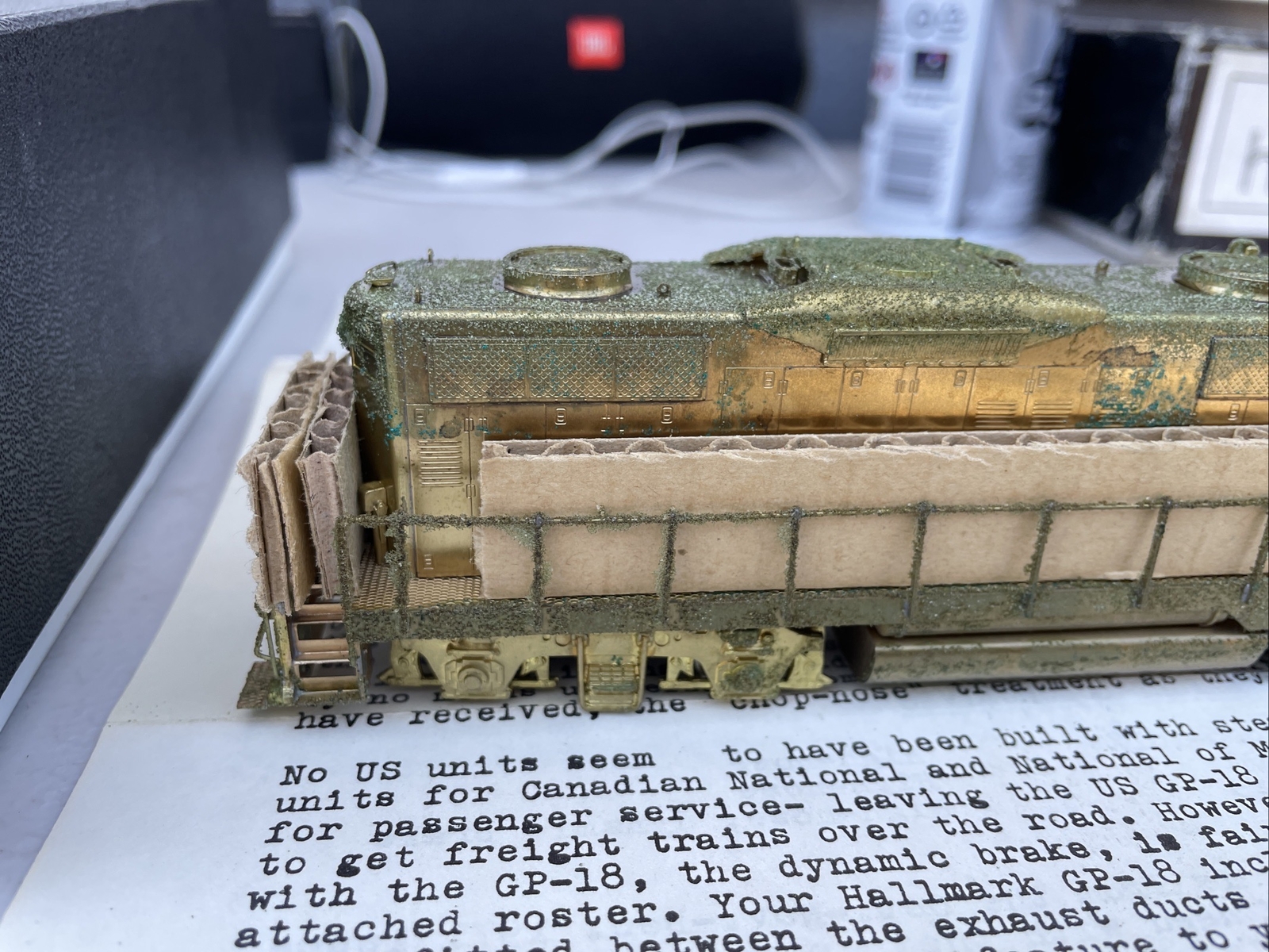 Hallmark Models BRASS EMD GP-18 Low Hood Diesel Locomotive, W/foam Stains