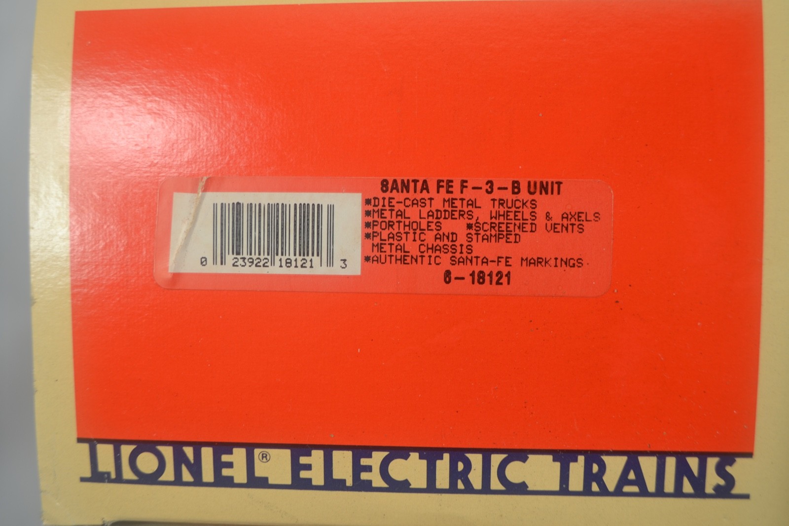 LIONEL 6-18117 & 18121 & 18122 SANTA FE, F-3, BLUE AND YELLOW, A-B-B-A, LN-BOXED