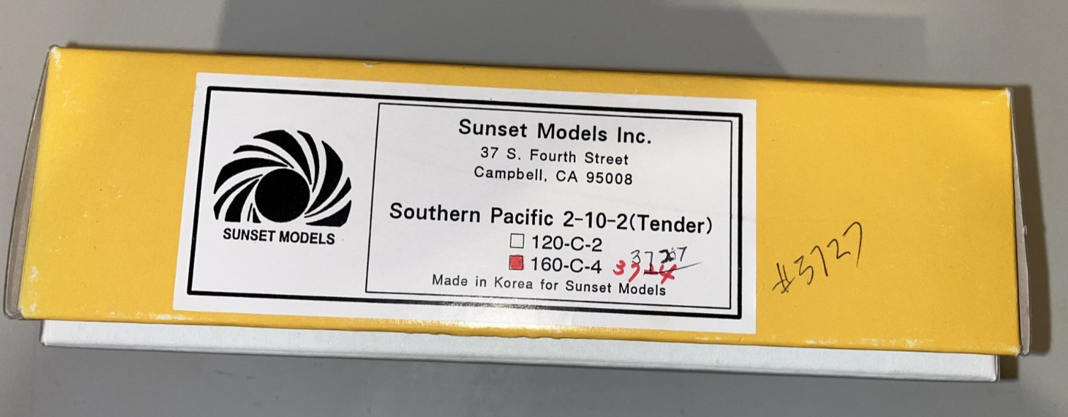 Sunset Models HO Southern Pacific 160-C-4 Tender ONLY w/ 6 wheel trucks – #3727