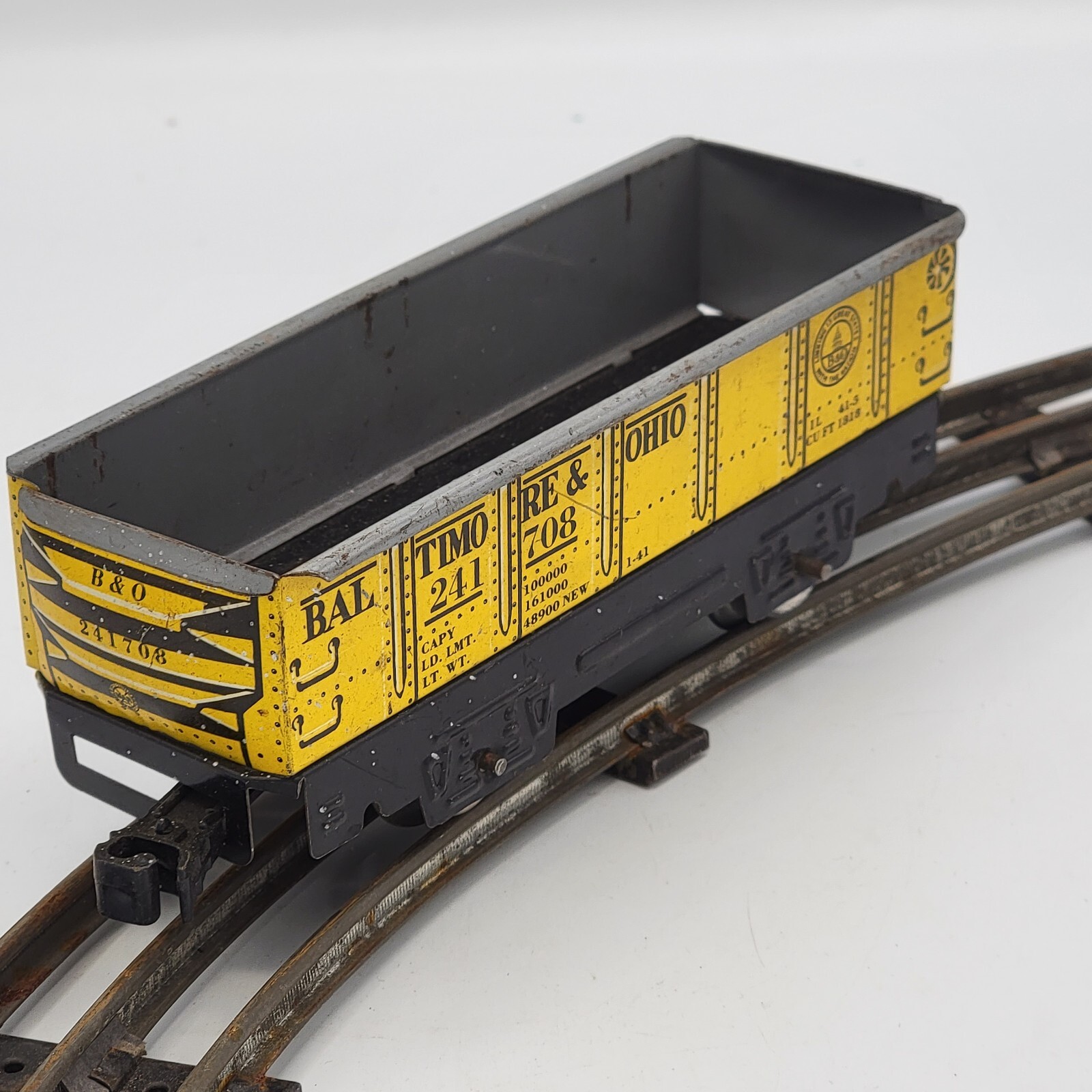Marx Gondola Car Baltimore & Ohio O Gauge Yellow No. 241708 1950’s CLEAN
