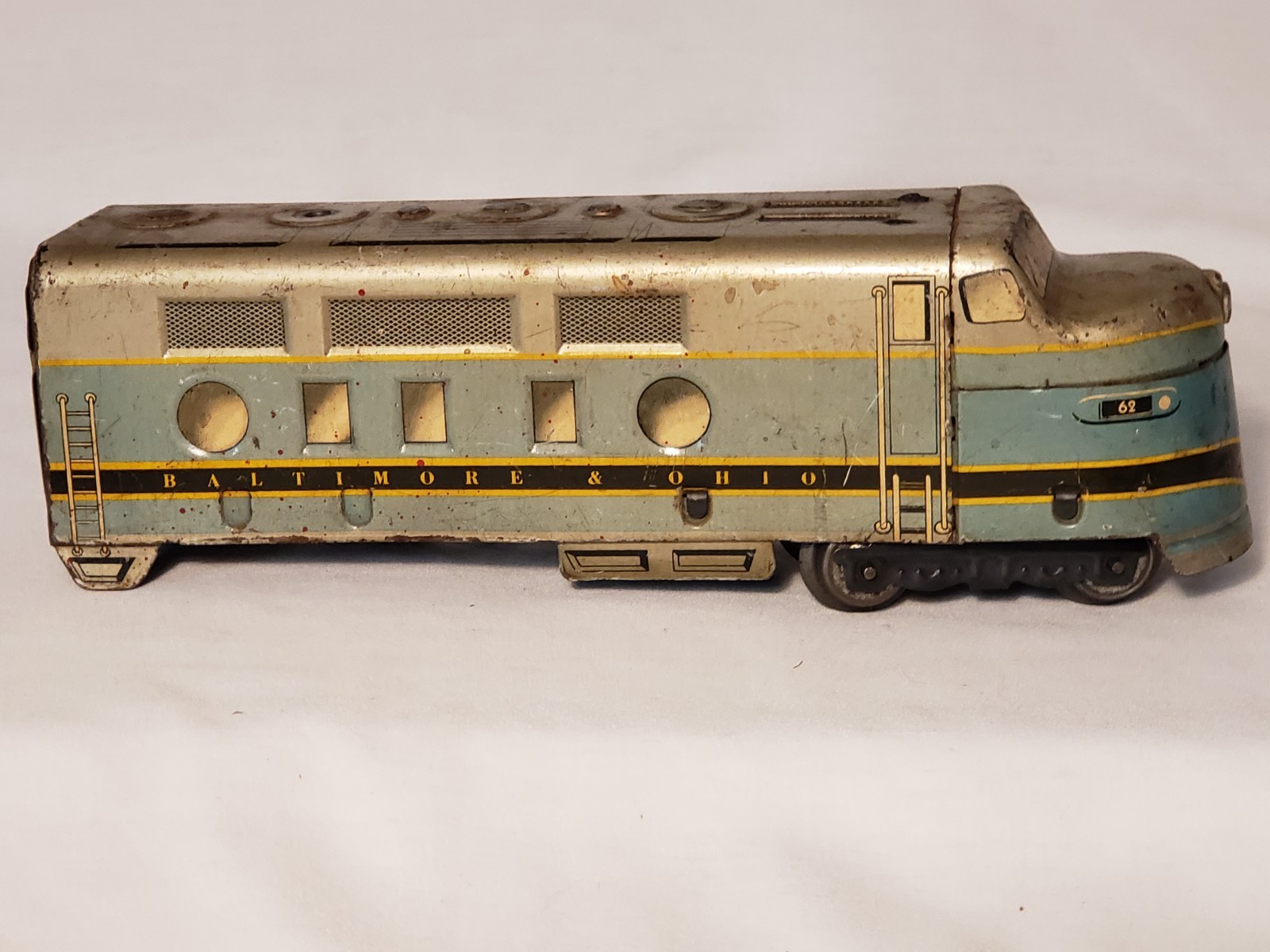 Marx Marlines O Gauge Tin Train B&O Diesel Baltimore & Ohio 62 Locomotive Shell