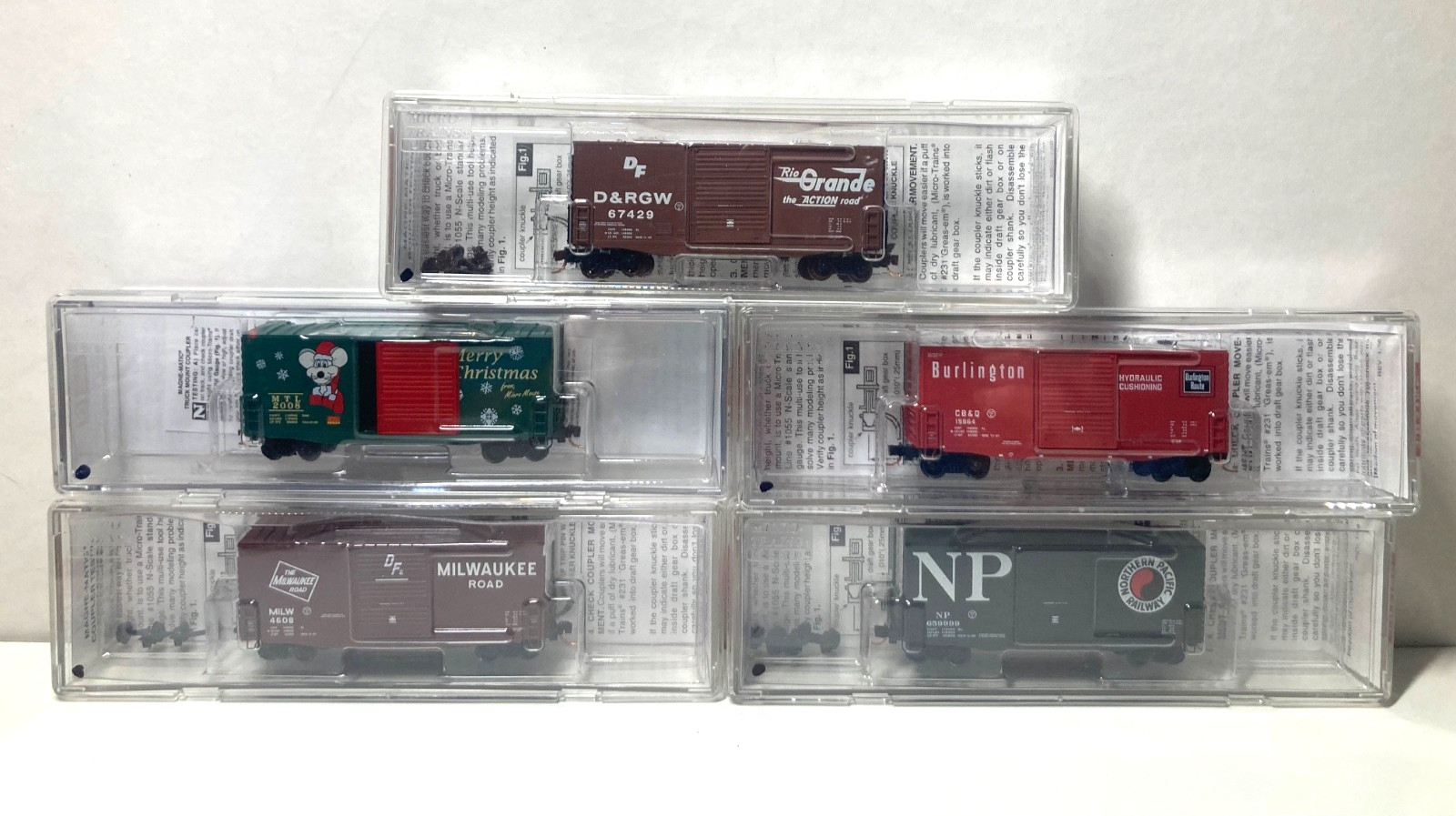 MICRO-TRAINS N Scale *LOT OF 5* 40′ Hy-Cube BOX CARS Various Roadnames