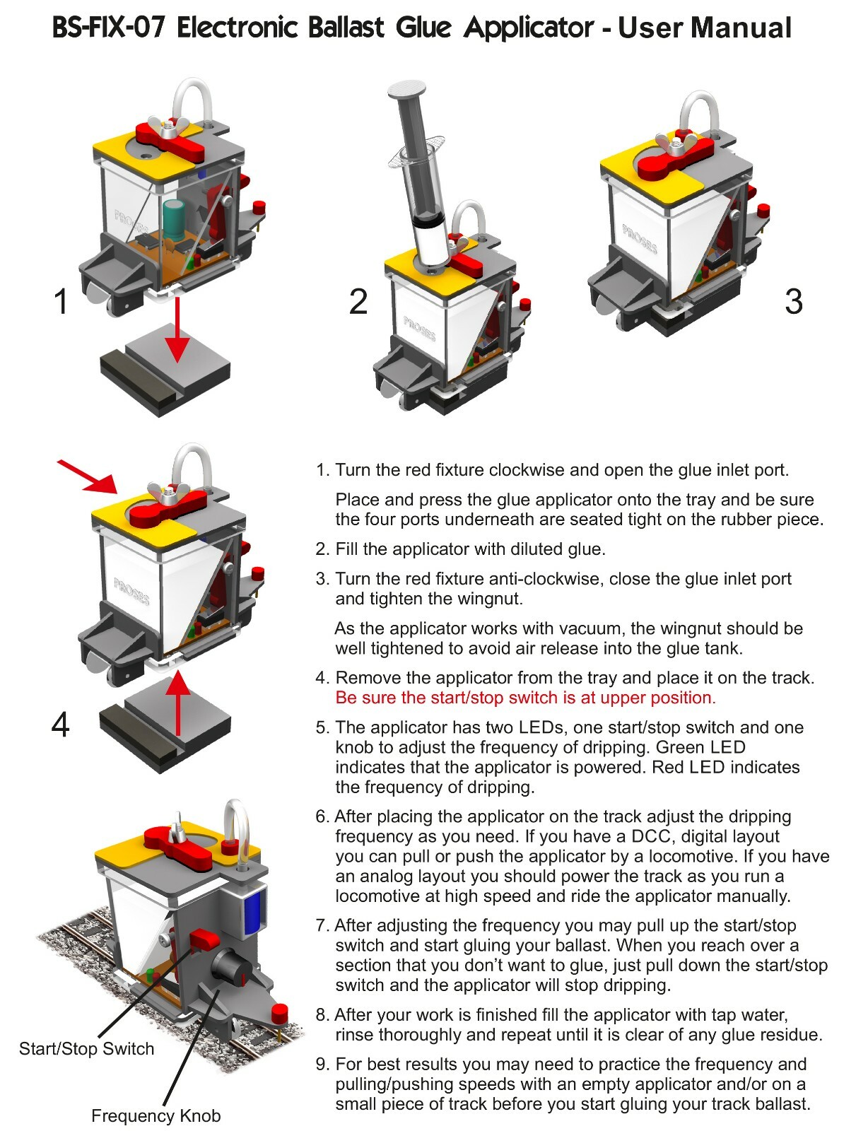 HO Scale Proses Ballast Glue Applicator for Model Train