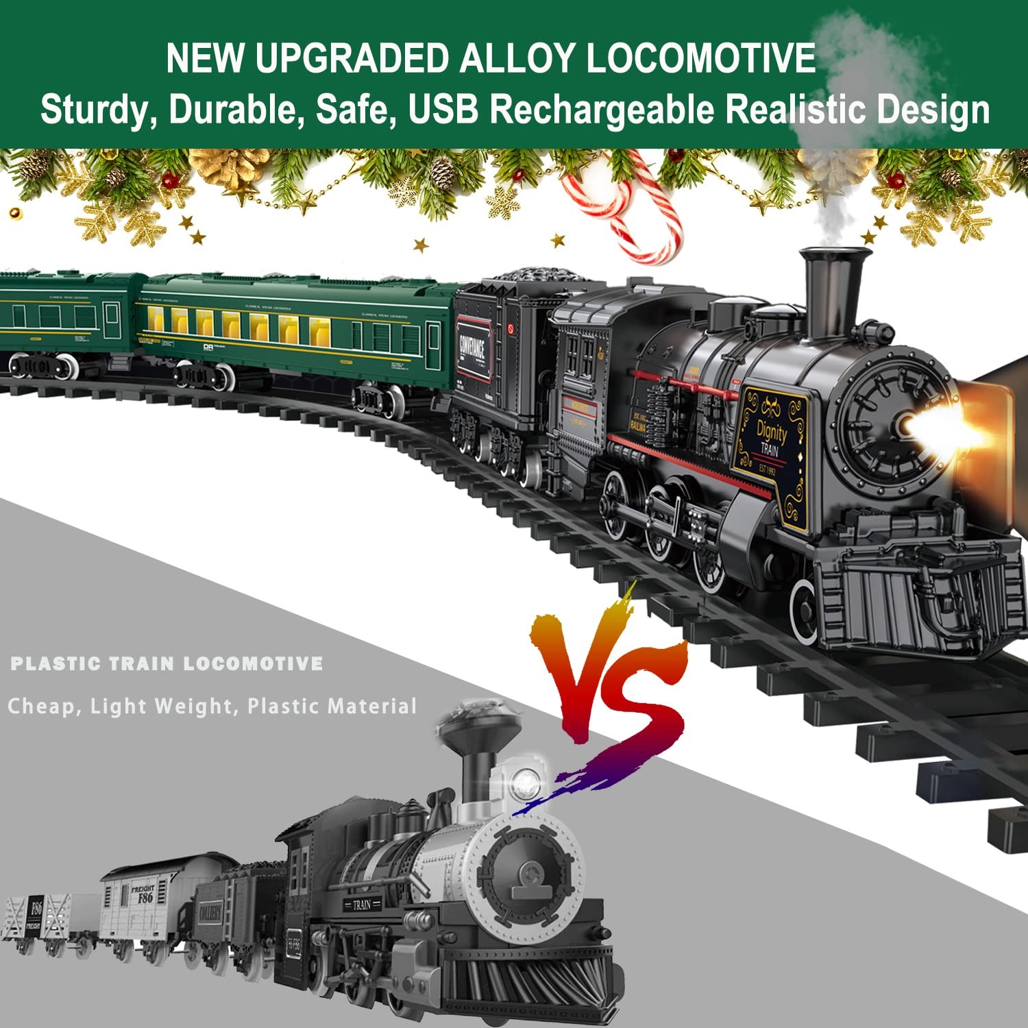 Electric Train Sets for 51.2″ X 30.7″, Green Rechargeable Set