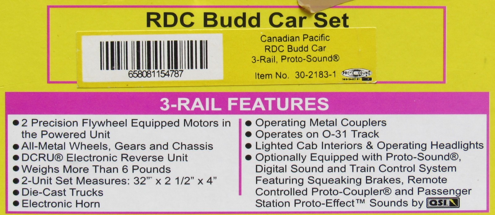 MTH Railking 30-2183-1 Canadian Pacific RDC Budd 2-Car Set w/PS1 O-Gauge