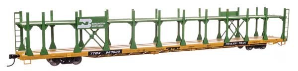 8032 Walthers HO 89 Flatcar w/Bi-Level Open Auto Rack Burlington Northern 963917