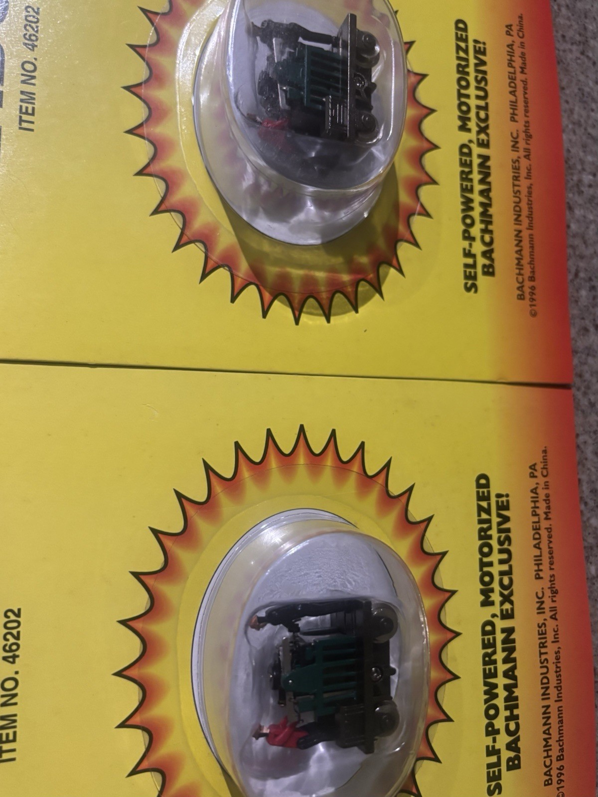 46202 HO Scale BACHMANN Lot Of 2 CannonballExpressOperating HandcarMotorized NIB