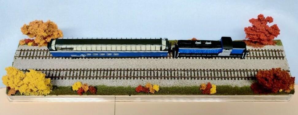 N SCALE 16″ DOUBLETRACK TRAIN DISPLAY CASE -FALL FOLIAGE SCENE -FOR N TRAINS