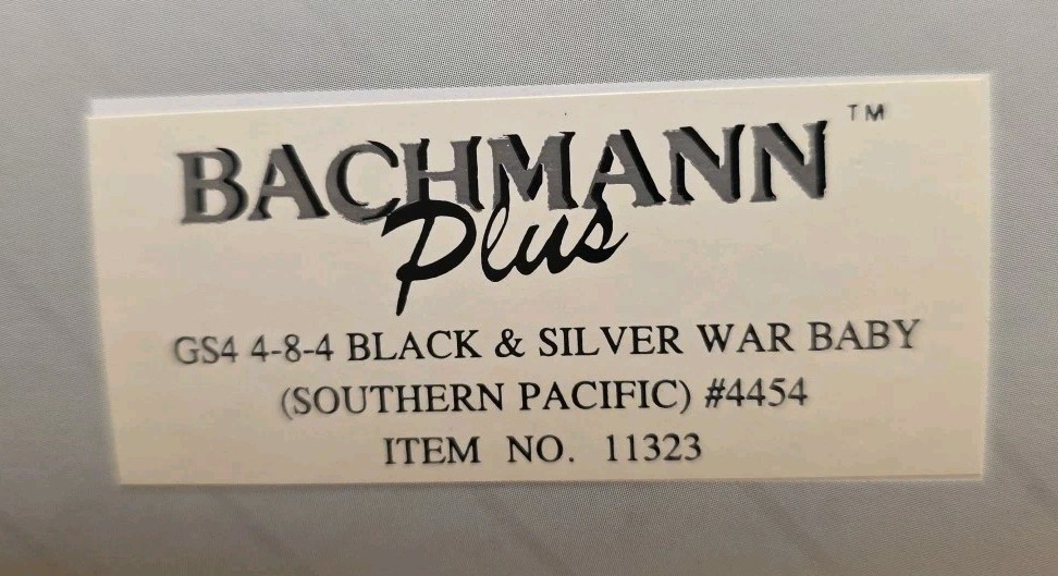 Bachmann Plus GS4 4-8-4 Black & Silver War Baby – Southern Pacific 4454 / #11323