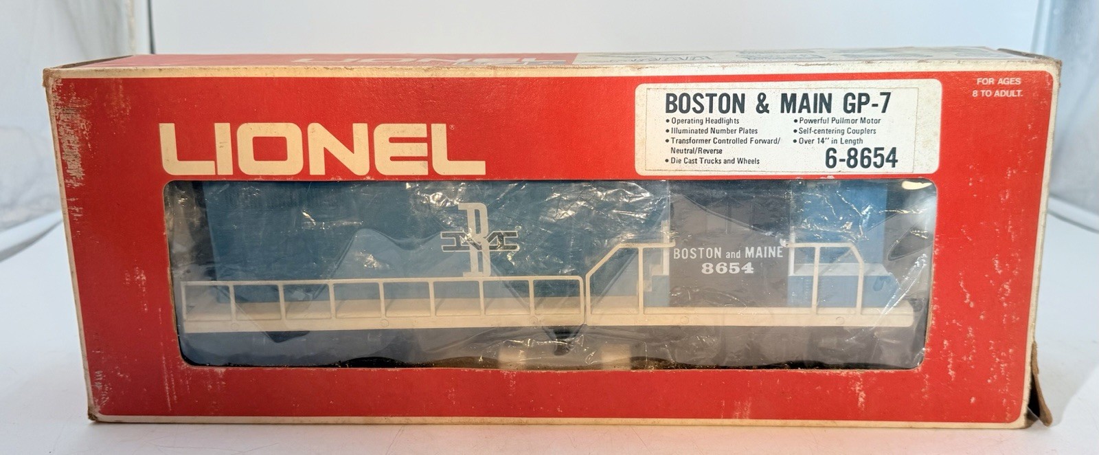 LIONEL 6-8654 BOSTON & MAINE GP-7 METAL FRAME ORIGINAL BOX Vintage USA 14”