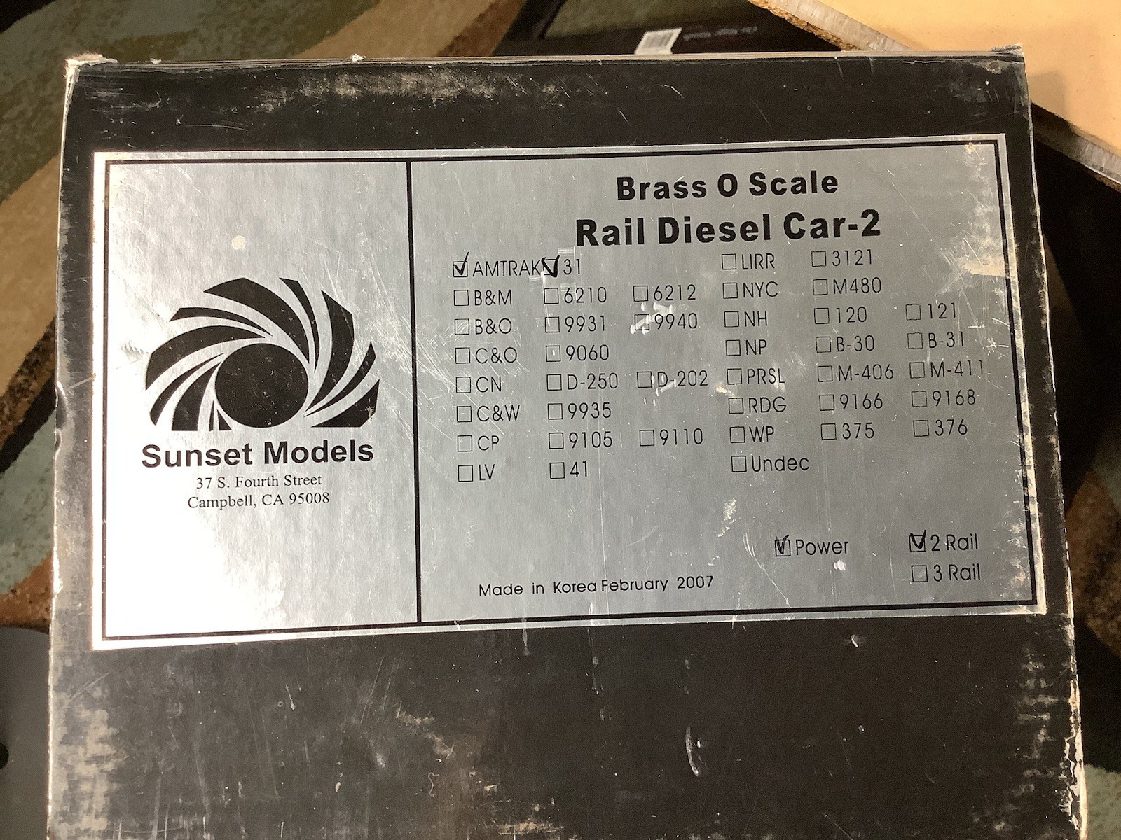 Sunset Models 3rd Rail RDC-2 AMTRAK 2 Rails Powered RDC Car OB,Styrofoam box