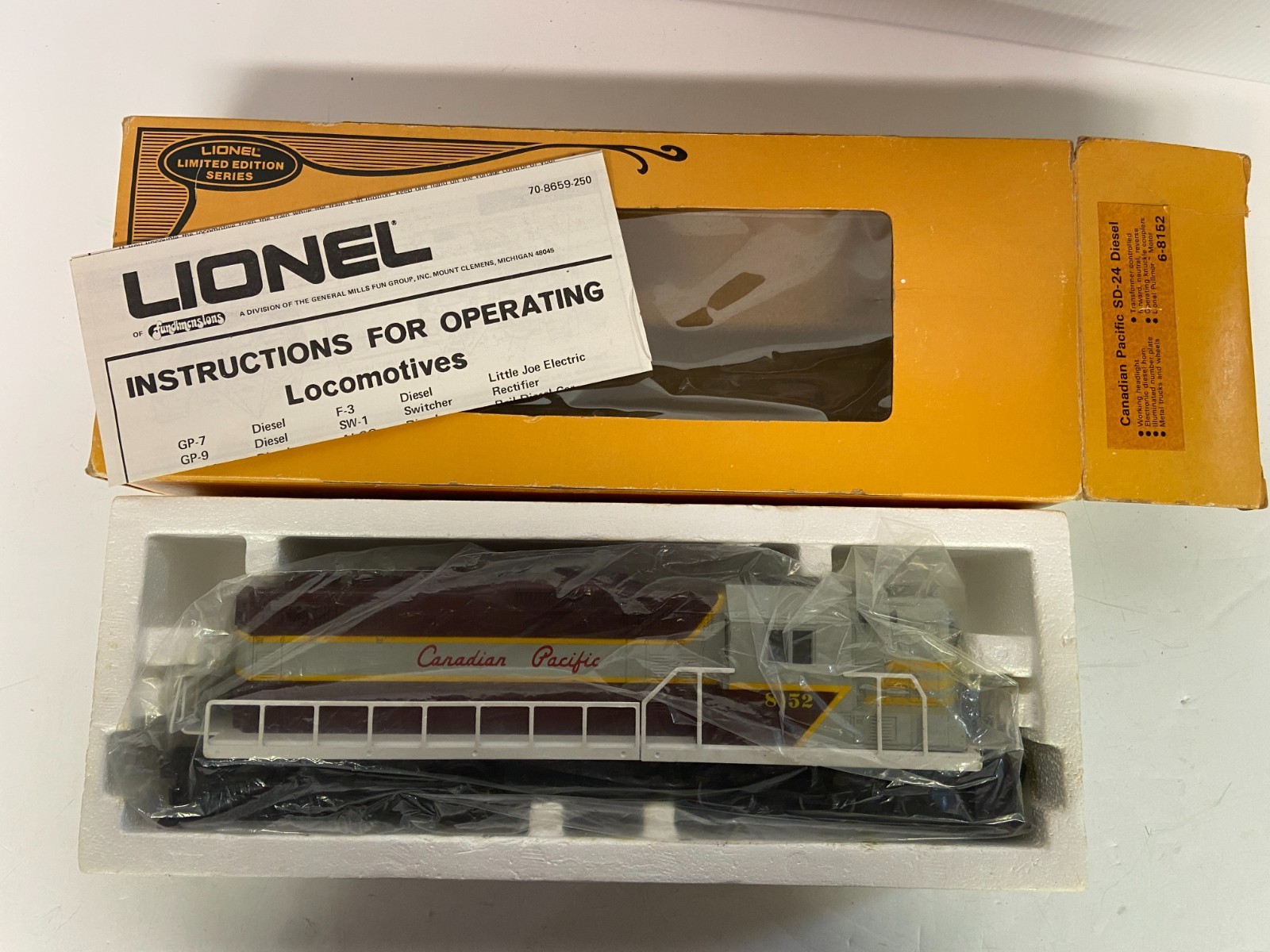 Lionel 1981-1982 Limited Edition SD-24 Diesel 6-8152 Canadian Pacific TESTED