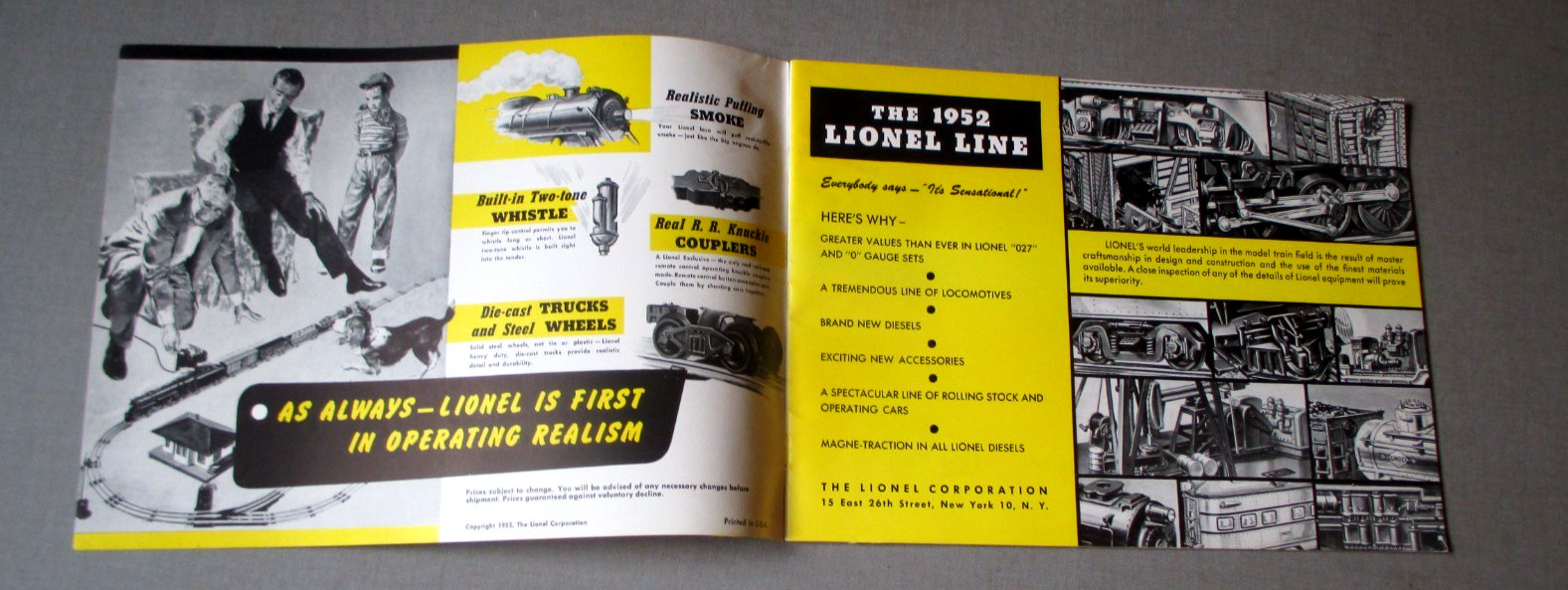 1952- LIONEL TRAINS- DEALER ADVANCE SALES NEW MODELS CATALOG- EXC- O- GAUGE LOCO