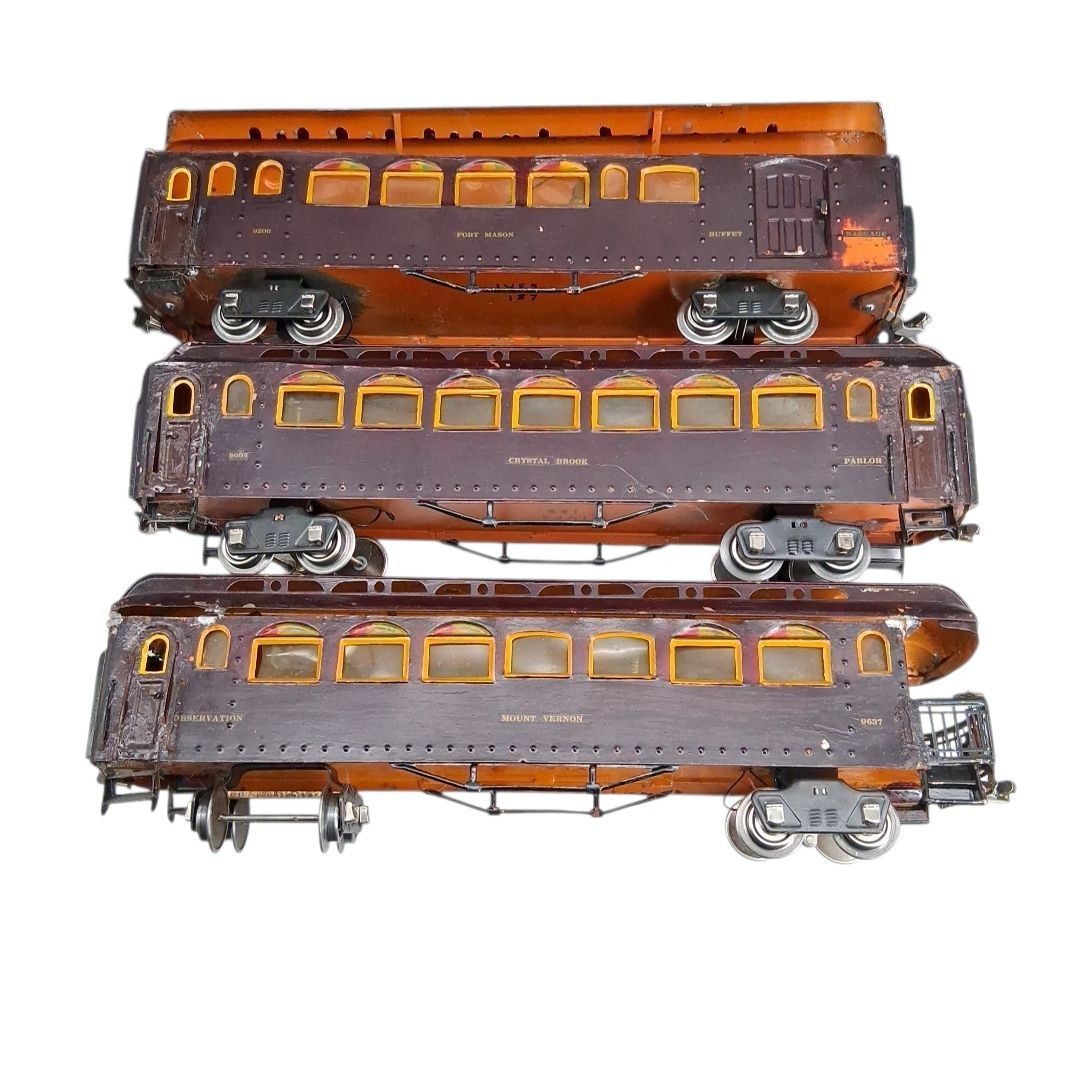 Ives Standard Gauge National Limited Coach Cars Set of 3 Mount Vernon Manon
