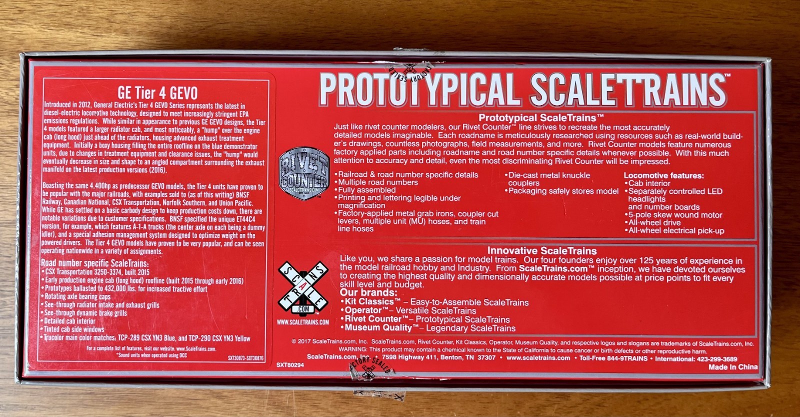 ScaleTrains Rivet Counter HO Scale GE Tier 4 GEVO CSX ET44AH #3290 – Model Train