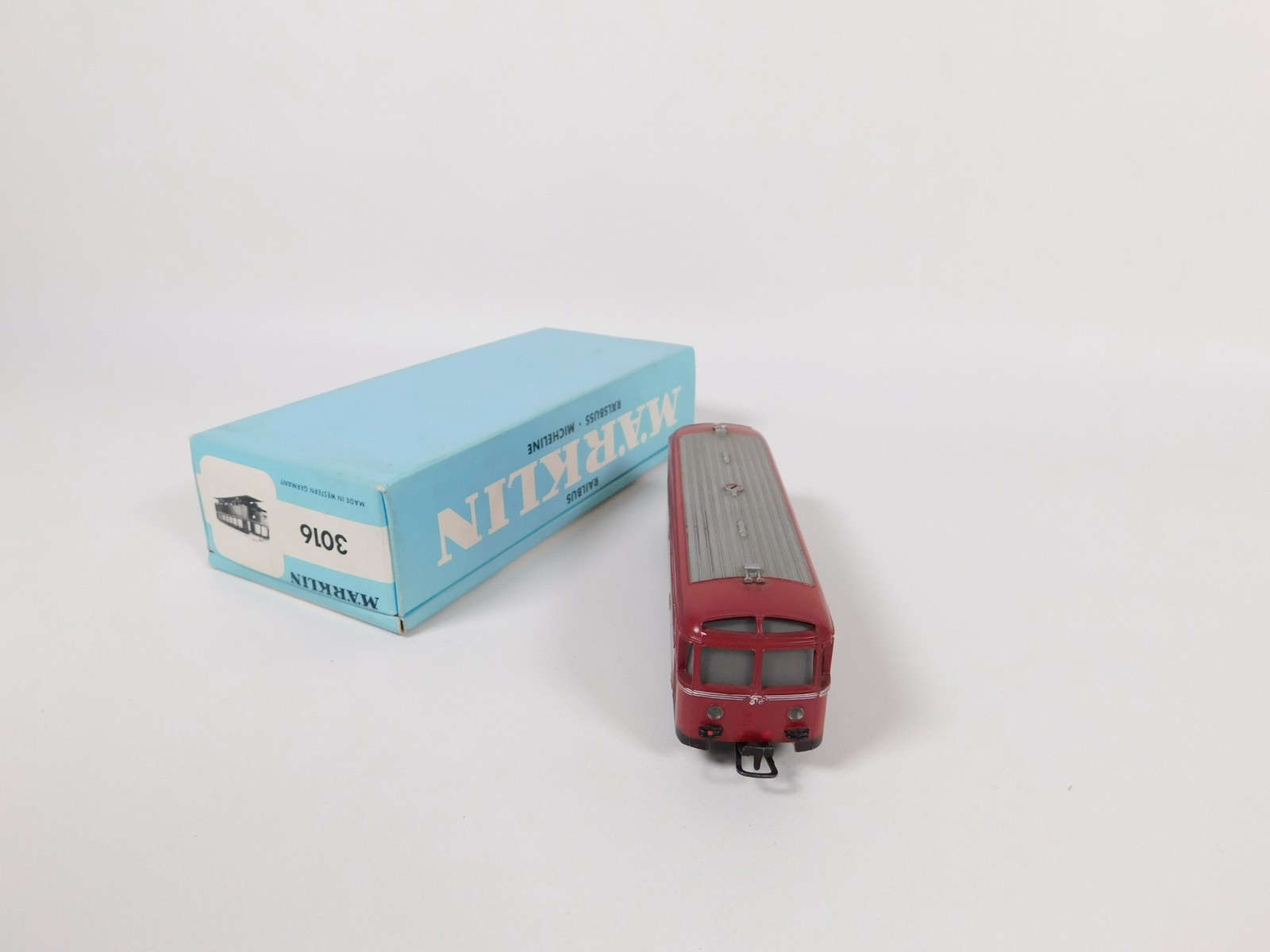 Märklin H0 AC 3016 Railroad Bus DB 800 95 9190 Dark Red Box: 1963 #EK51-1