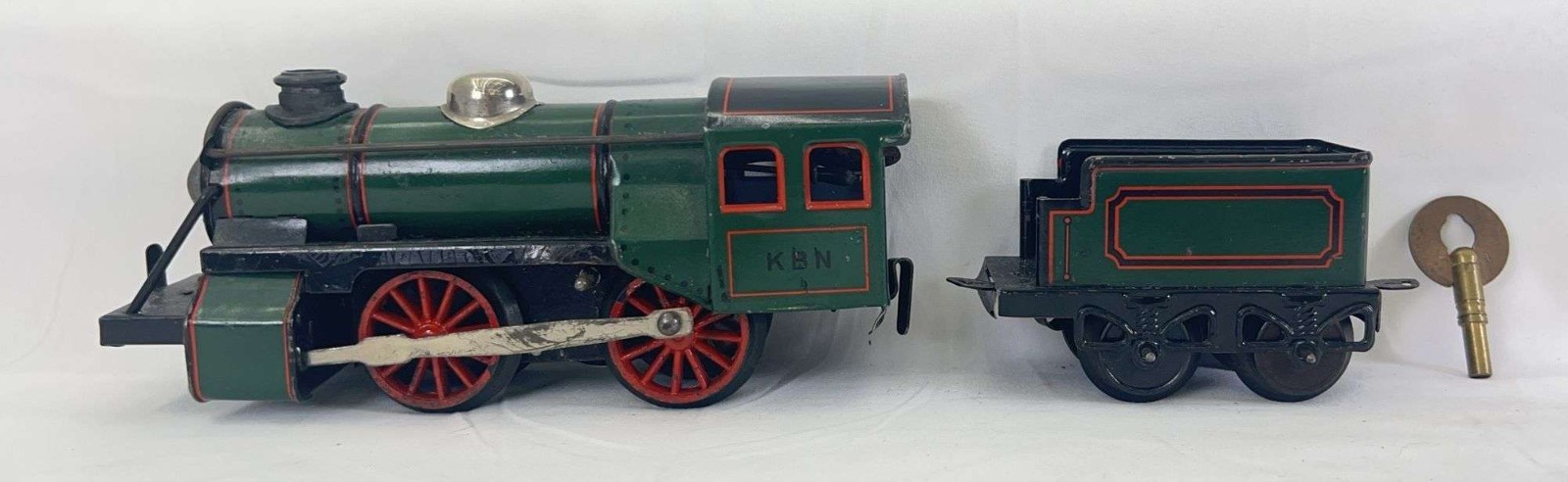 Prewar Karl Bub K.B.N. O Clockwork Key Wind 0-4-0 Steam Locomotive and Tender