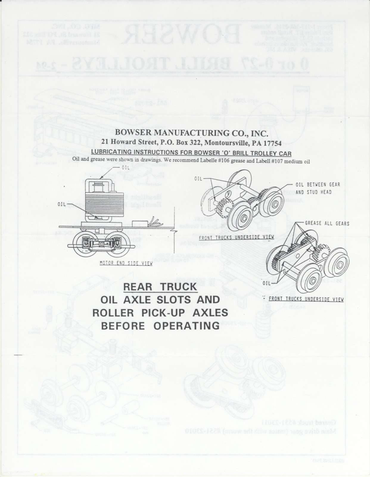 Bowser 551-50123 Brill Trolley—Excellent Condition