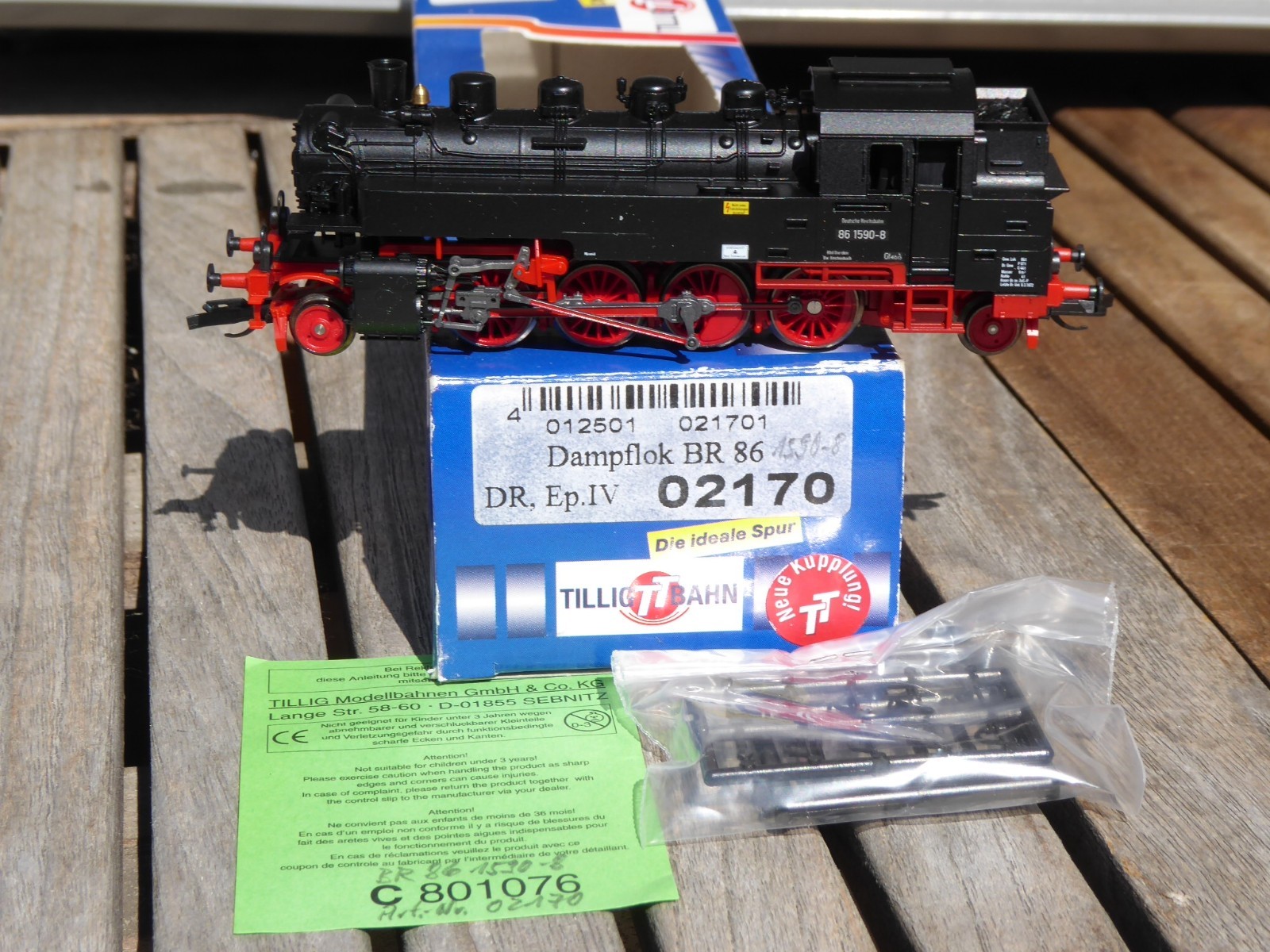 Tillig 02170 TT Steam Locomotive BR 86 1590-8 DR Epoche 4 DSS+LED BW Reichenbach