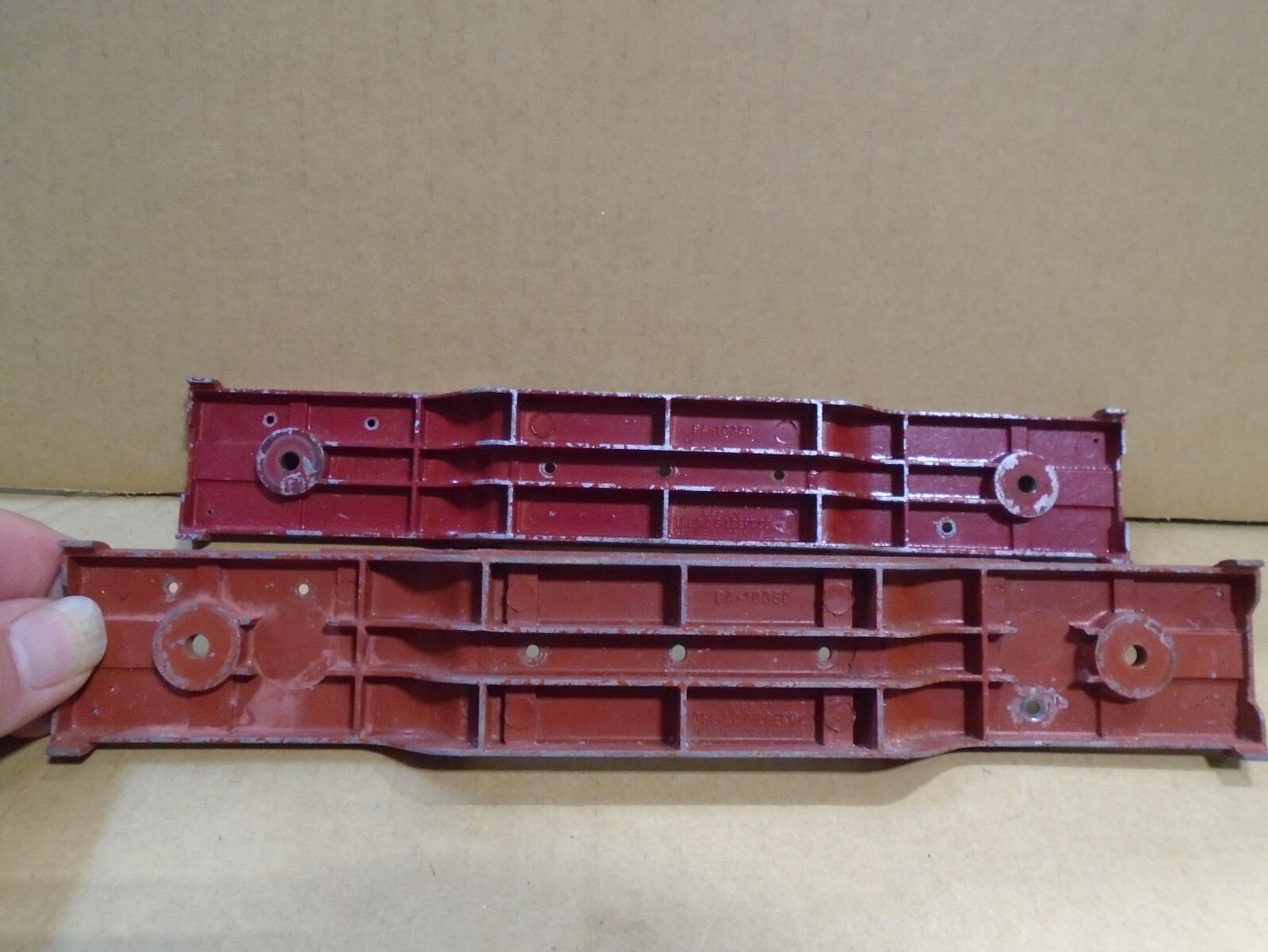 2 AMERICAN FLYER PA10358 S GAUGE DIE CAST METAL DEPRESSED CENTER FLAT CAR BODIES